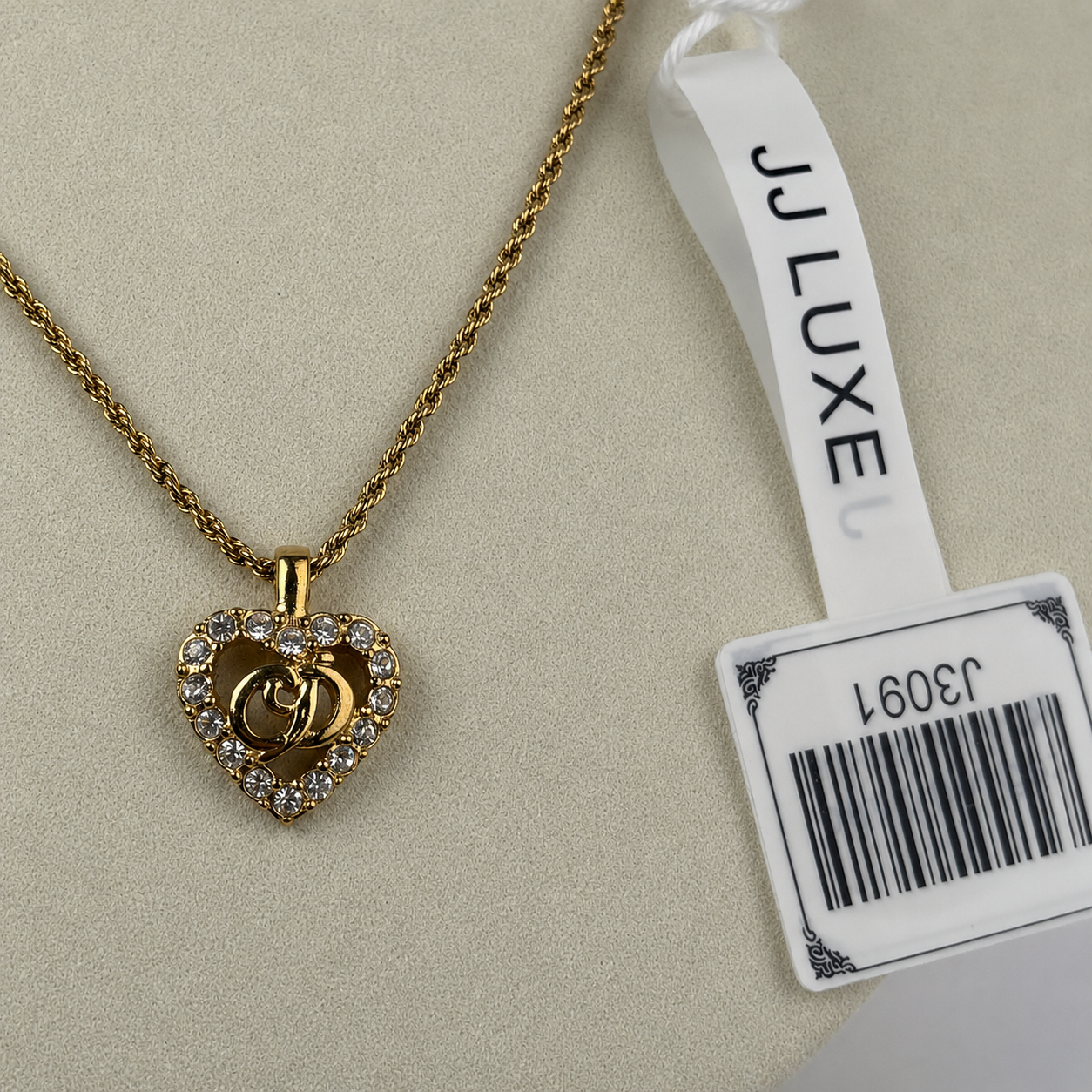Christian Dior Heart Rhinestone Necklace J3091 | Pre-Owned Good Gold-Tone Metal & Rhinestone