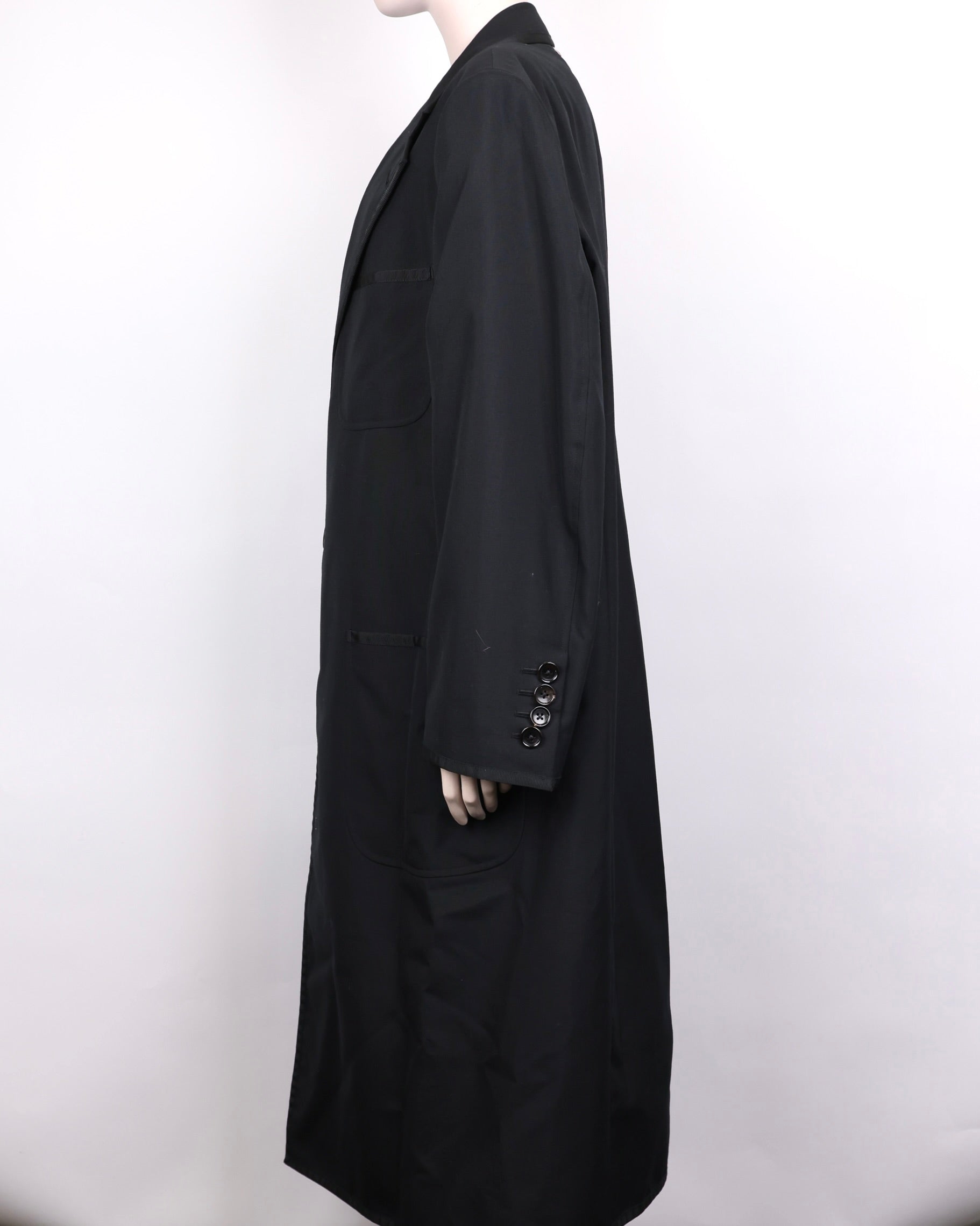 PRE OWNED- Thom Browne Men's Black Single-Breasted Wool Coat SIZE 0 MENS WEAR