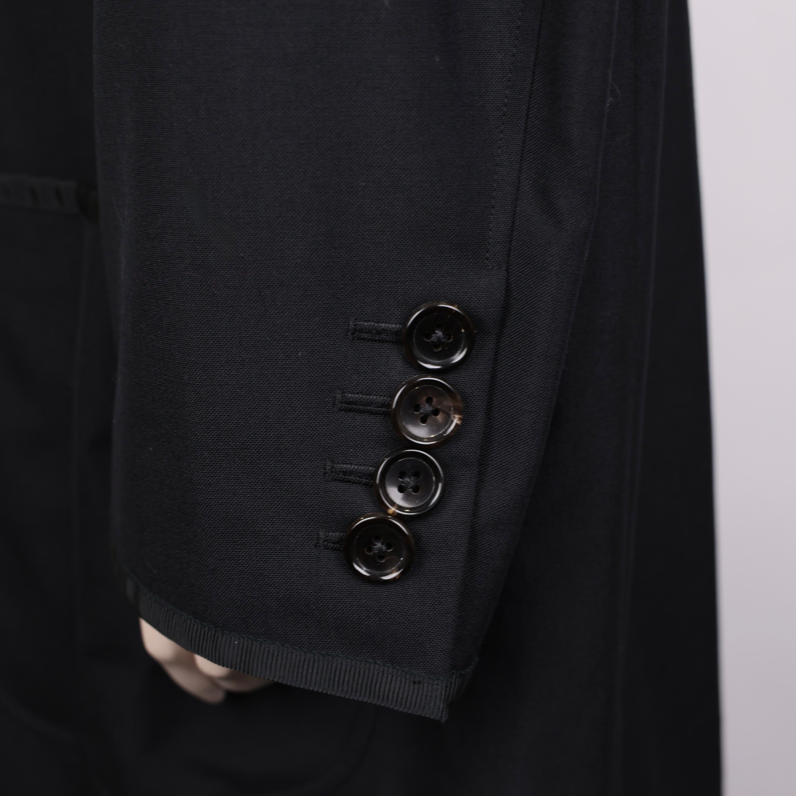 PRE OWNED- Thom Browne Men's Black Single-Breasted Wool Coat SIZE 0 MENS WEAR