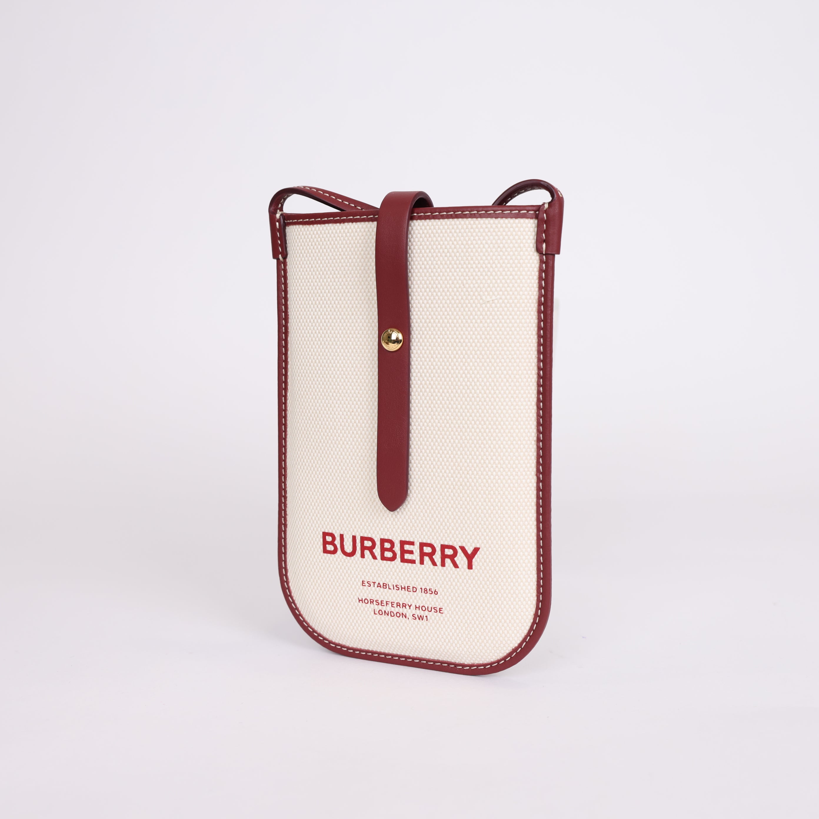 PRE OWNED- Burberry Leather Trimmed Canvas Crossbody Bag