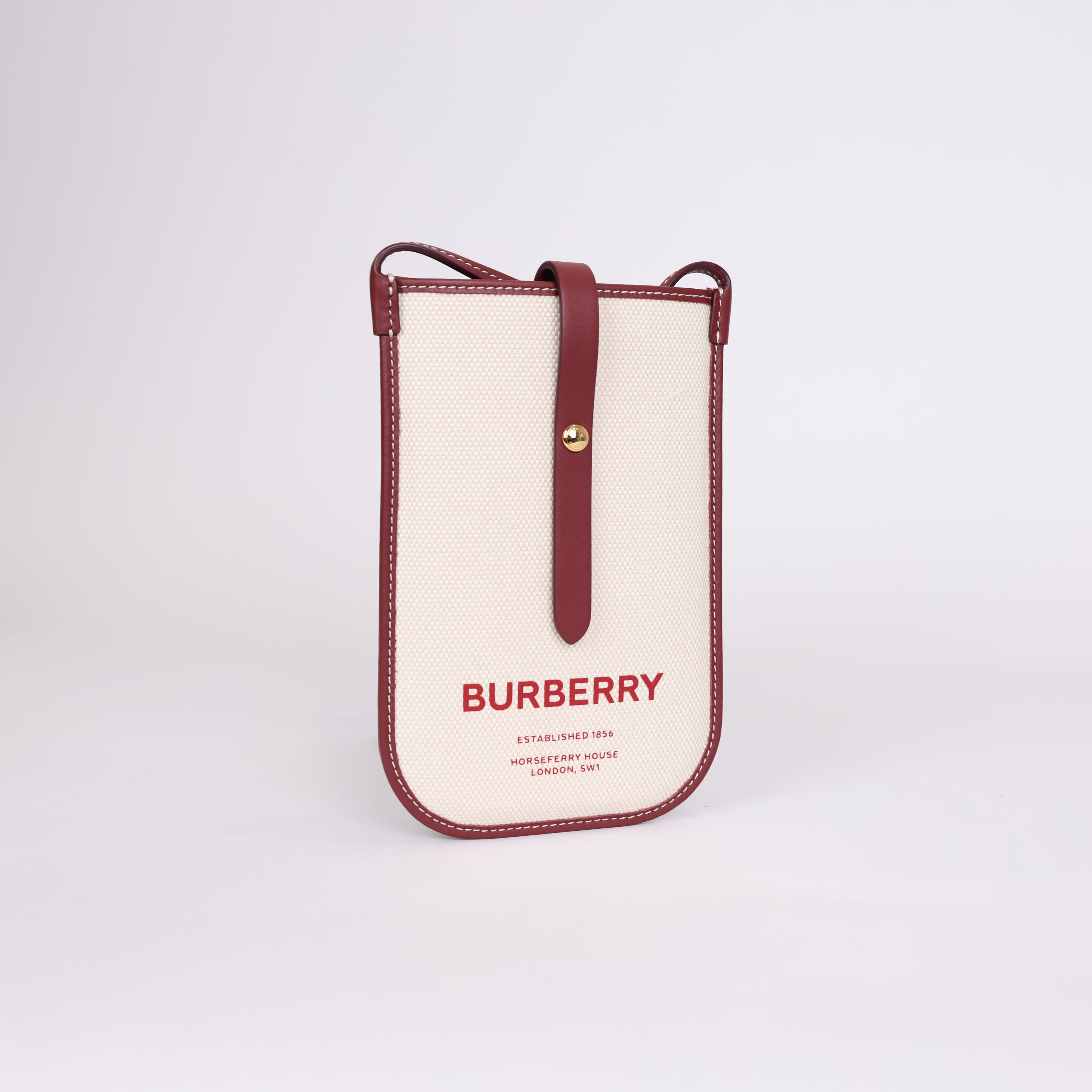 PRE OWNED- Burberry Leather Trimmed Canvas Crossbody Bag