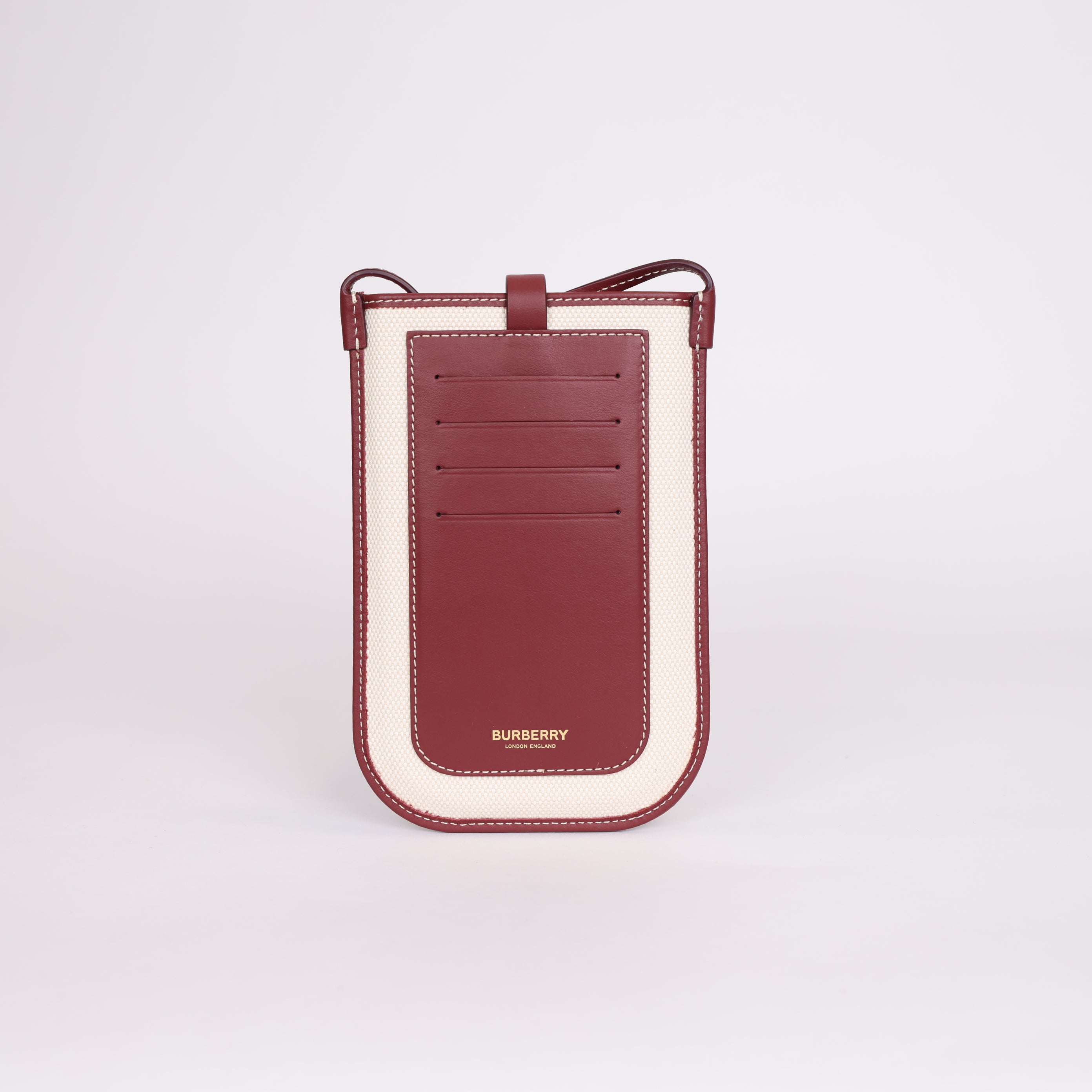 PRE OWNED- Burberry Leather Trimmed Canvas Crossbody Bag