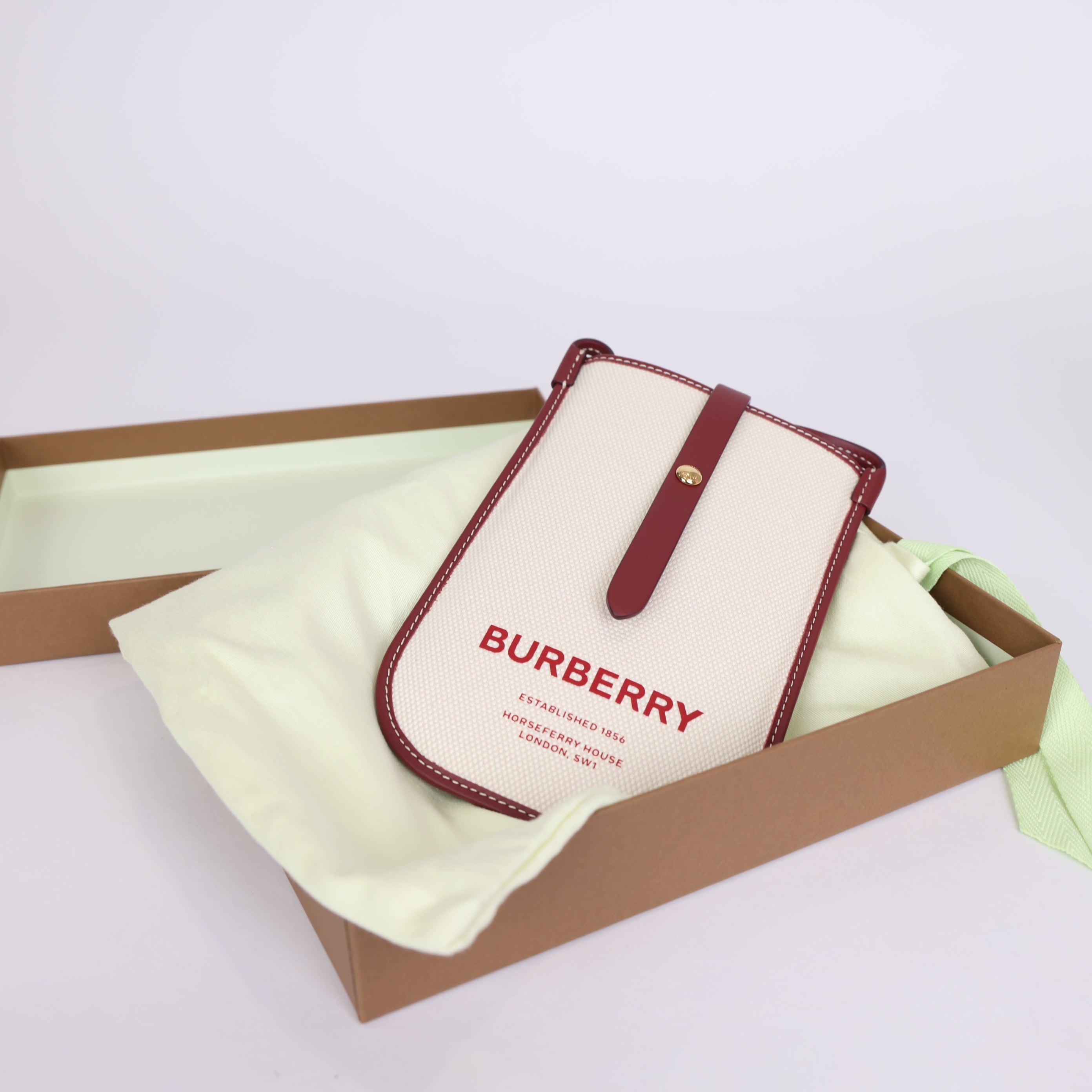 PRE OWNED- Burberry Leather Trimmed Canvas Crossbody Bag