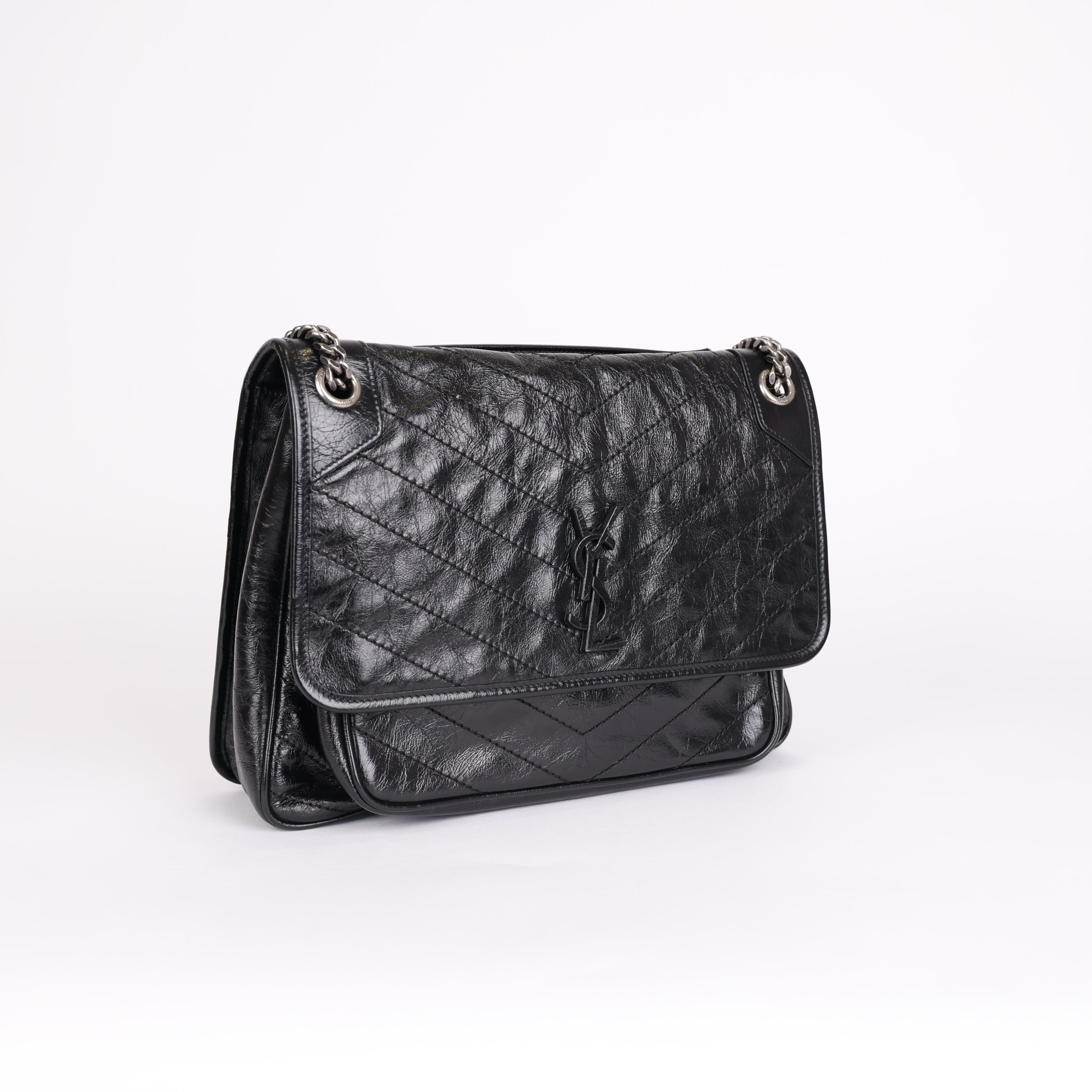 PRE OWNED- Saint Laurent Black Medium Niki Shoulder Bag J0481B78921