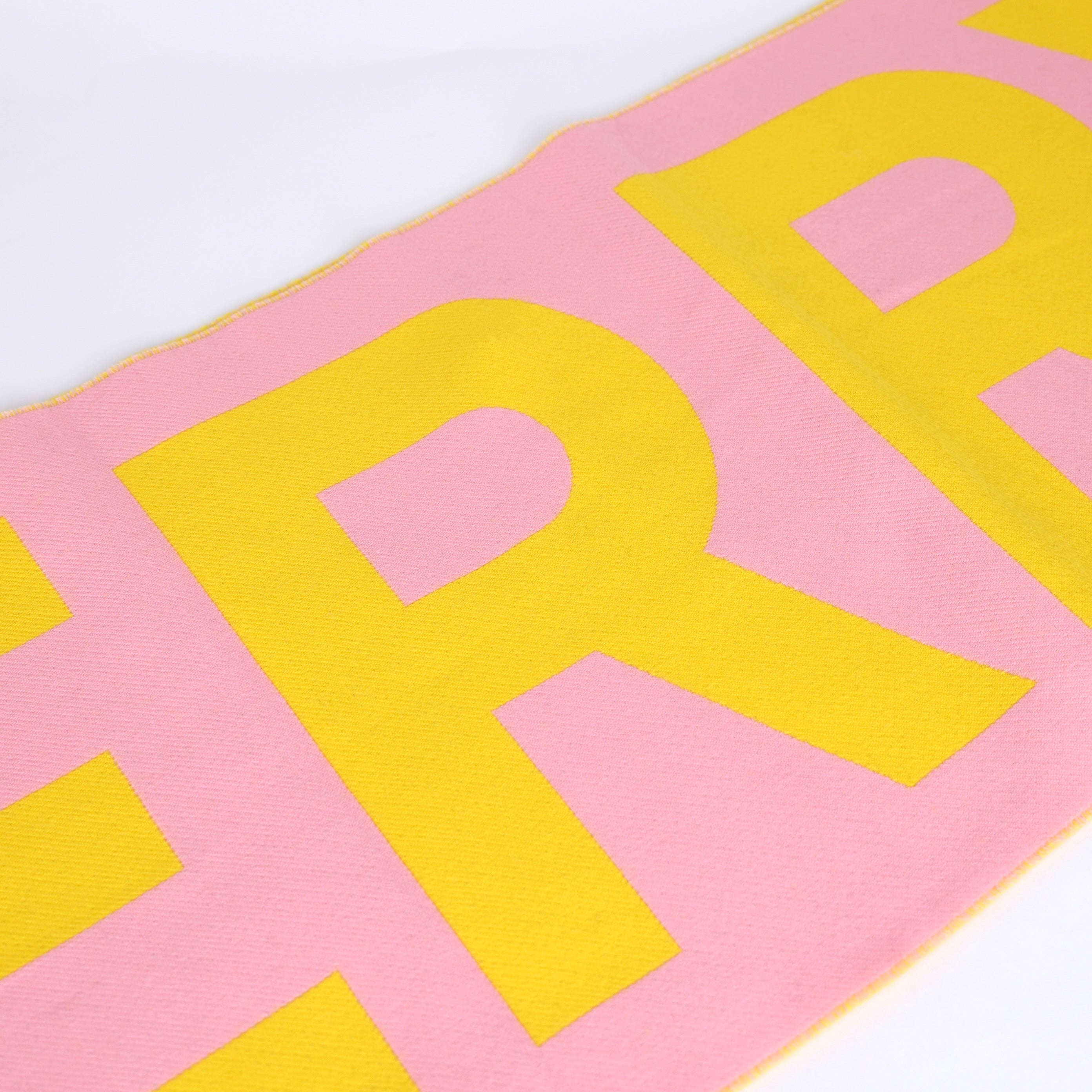 PRE OWNED- BURBERRY LONDON Logo Text Scarf Reversible Pink/Yellow