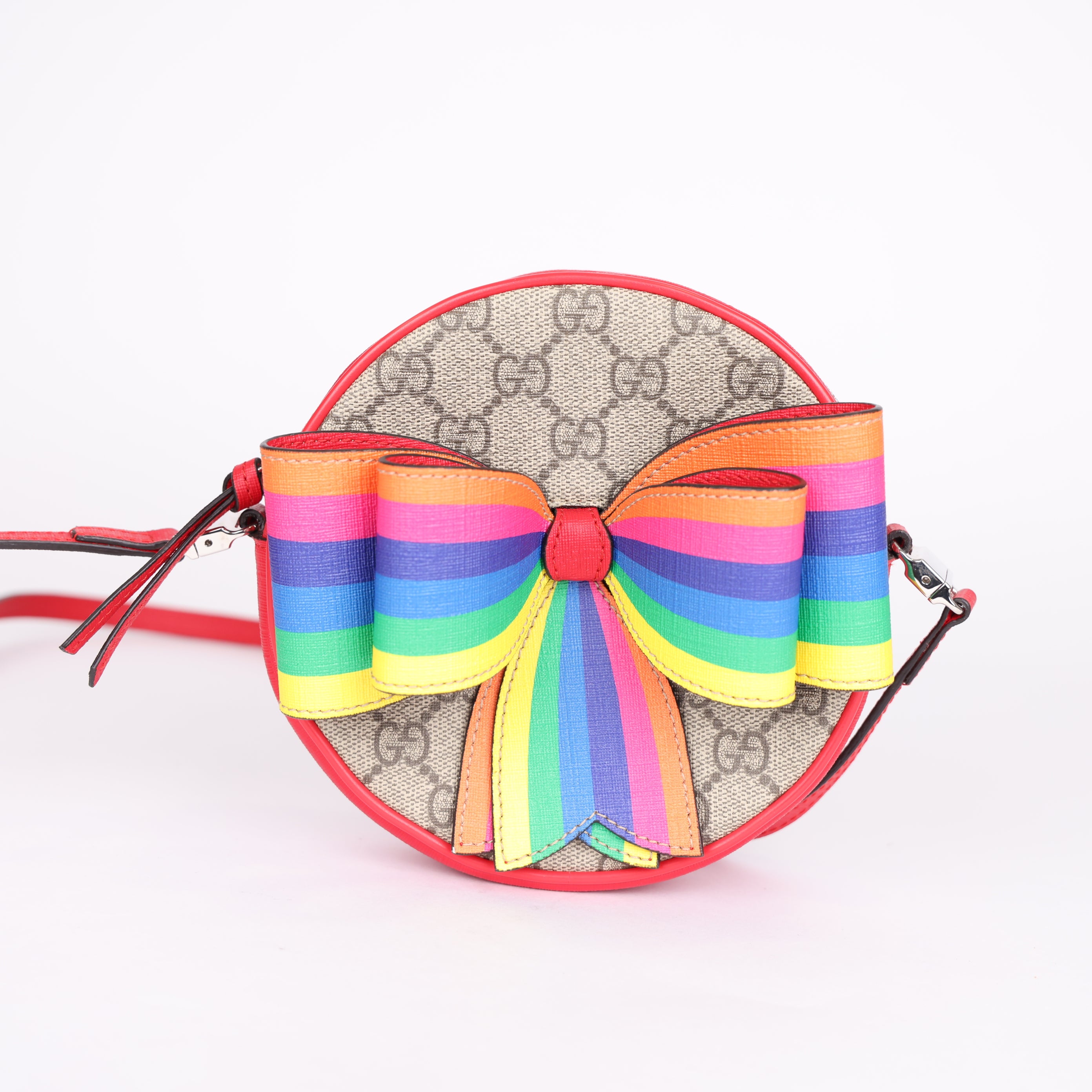 PRE OWNED- GG Supreme Ribbon Rainbow Children Shoulder bag