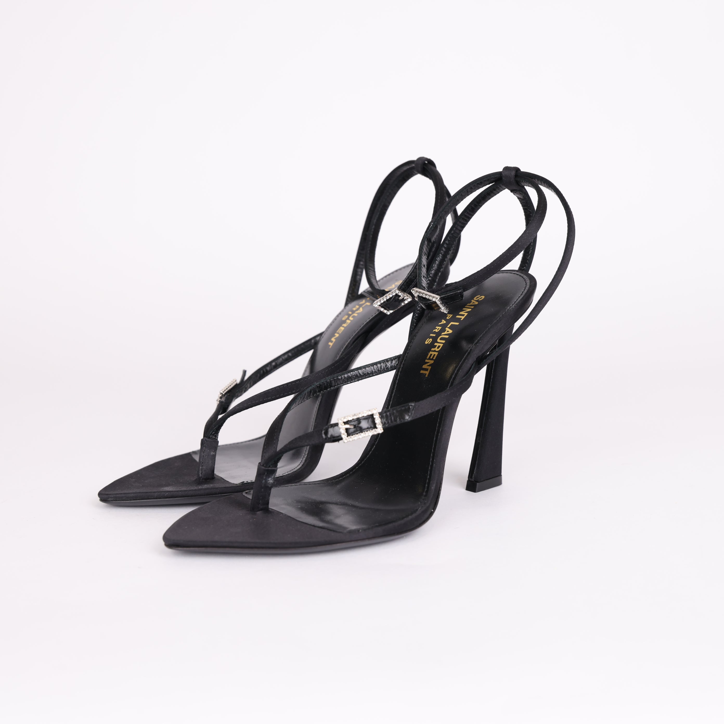 PRE OWNED- Saint Laurent Women's Black High Heel Sandals SIZE EU36/ UK3