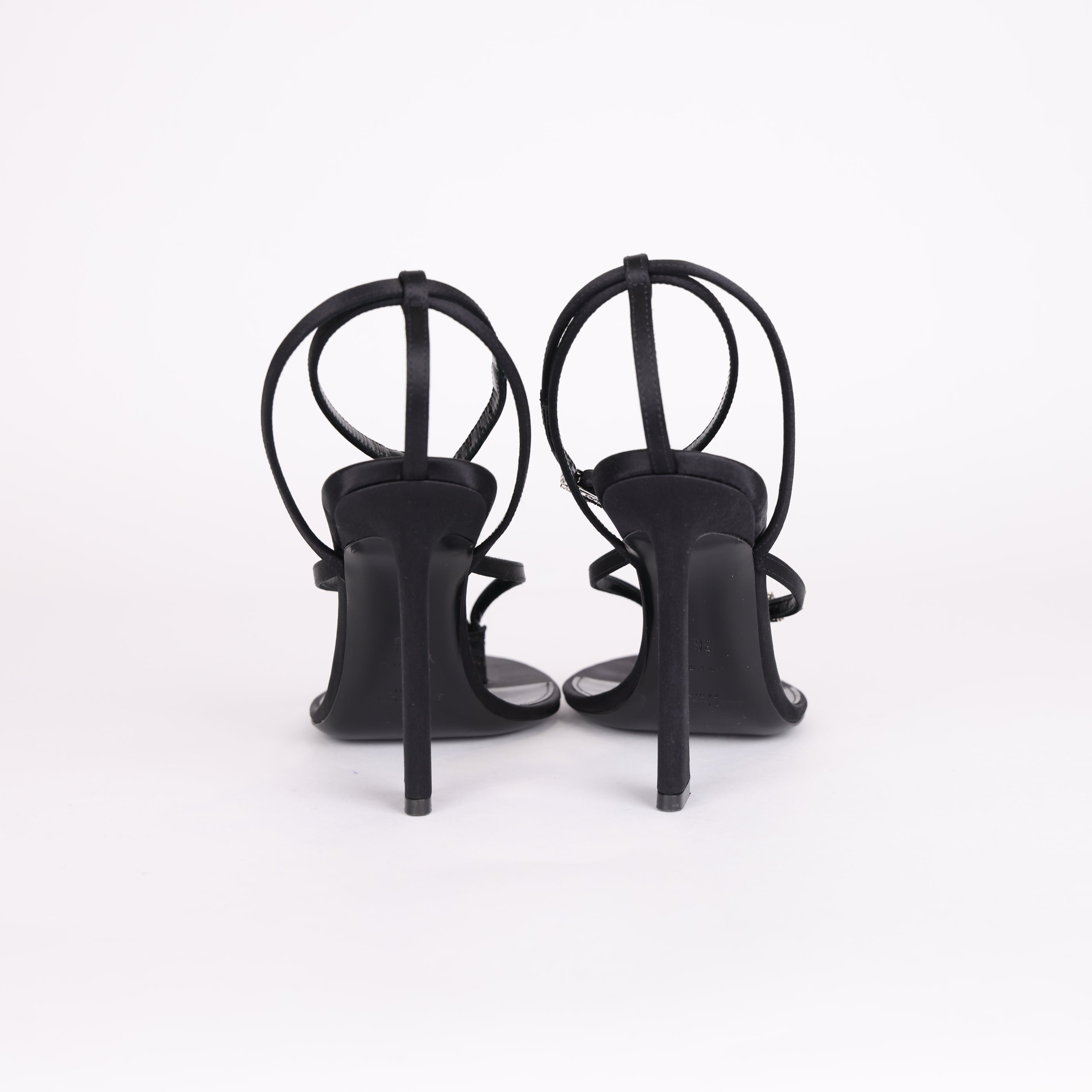 PRE OWNED- Saint Laurent Women's Black High Heel Sandals SIZE EU36/ UK3