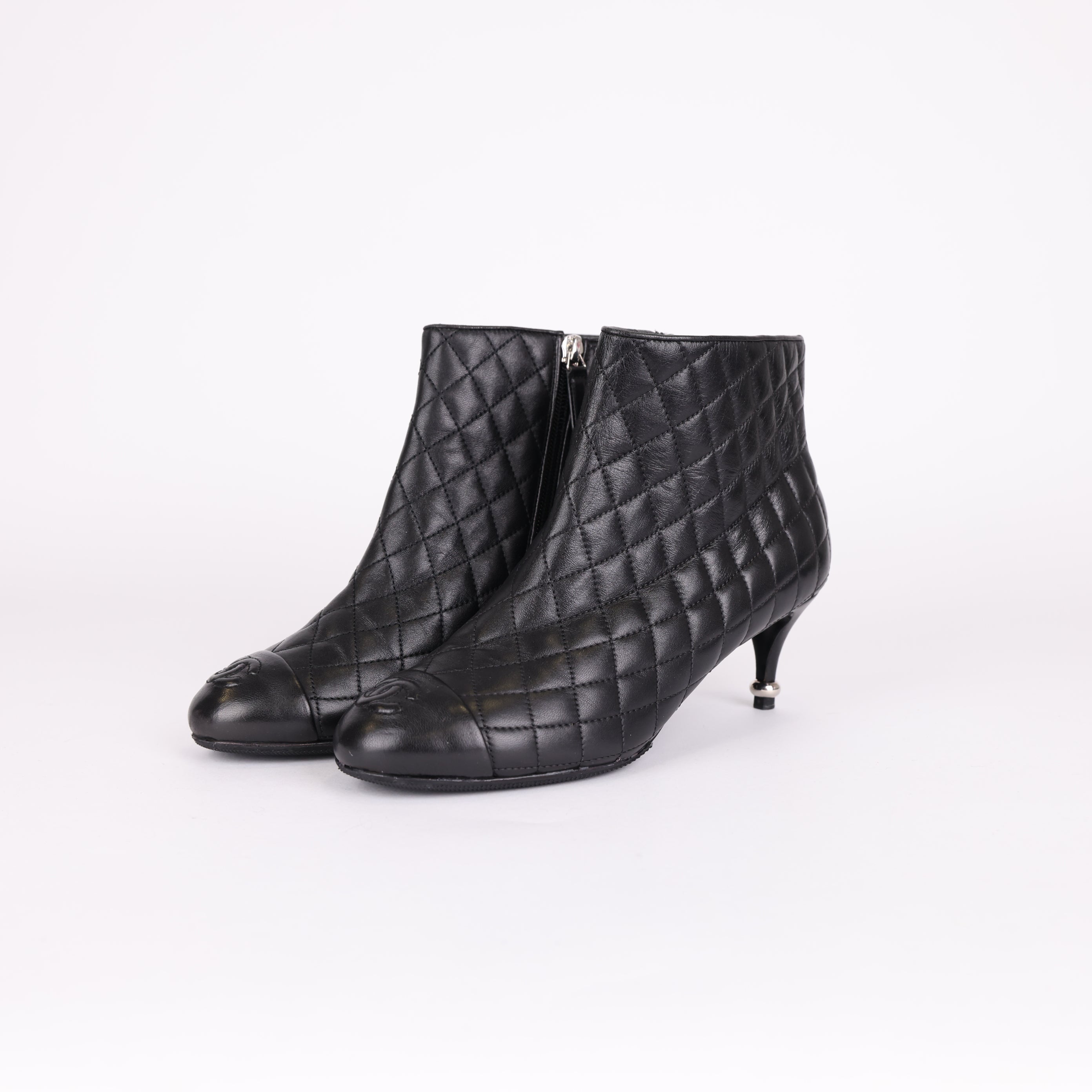 PRE OWNED- Chanel Quilted Double C Ankle Boots Size EU37.5/ UK4.5