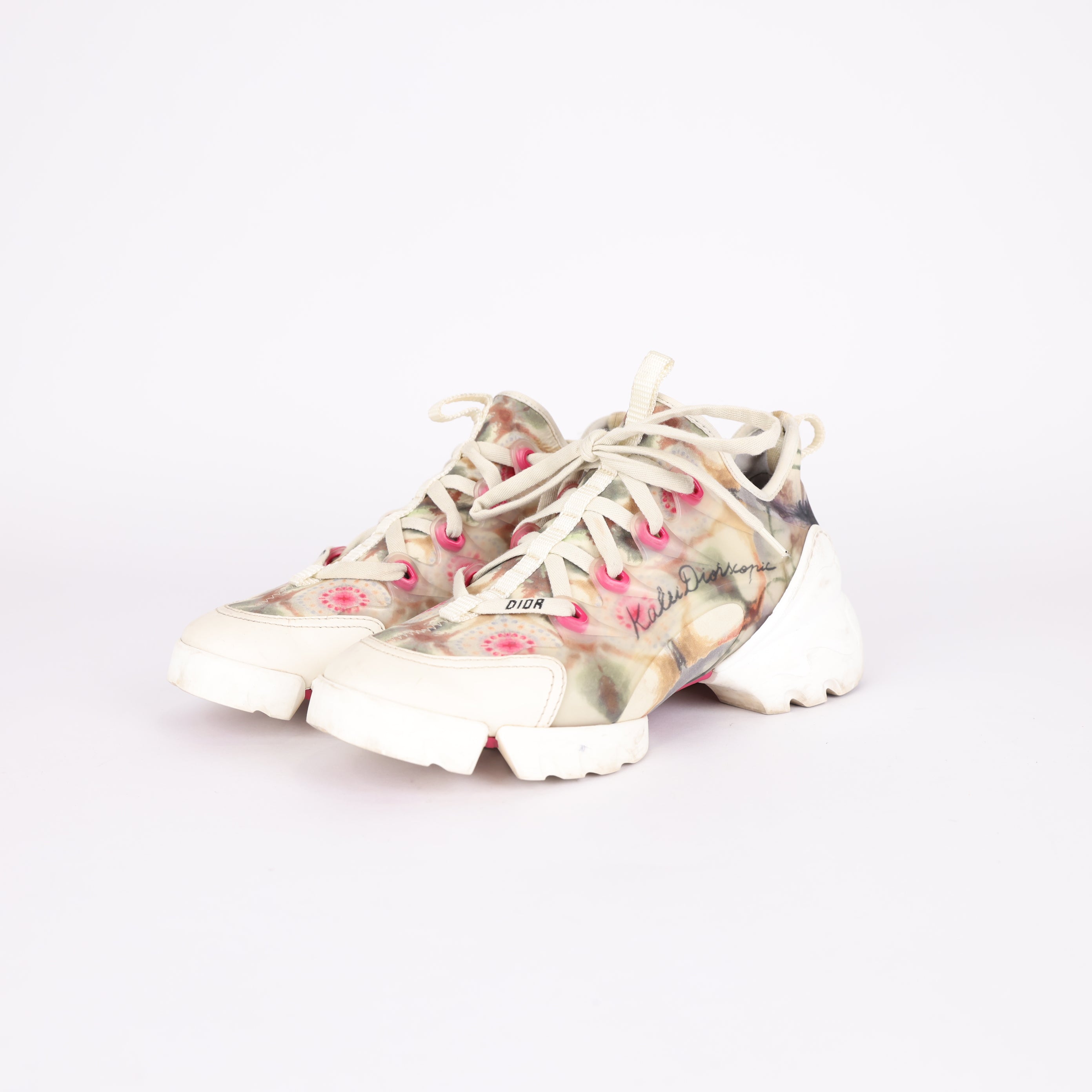 PRE OWNED- Dior White Floral Daddy Sneakers Size EU36.5/ UK3.5