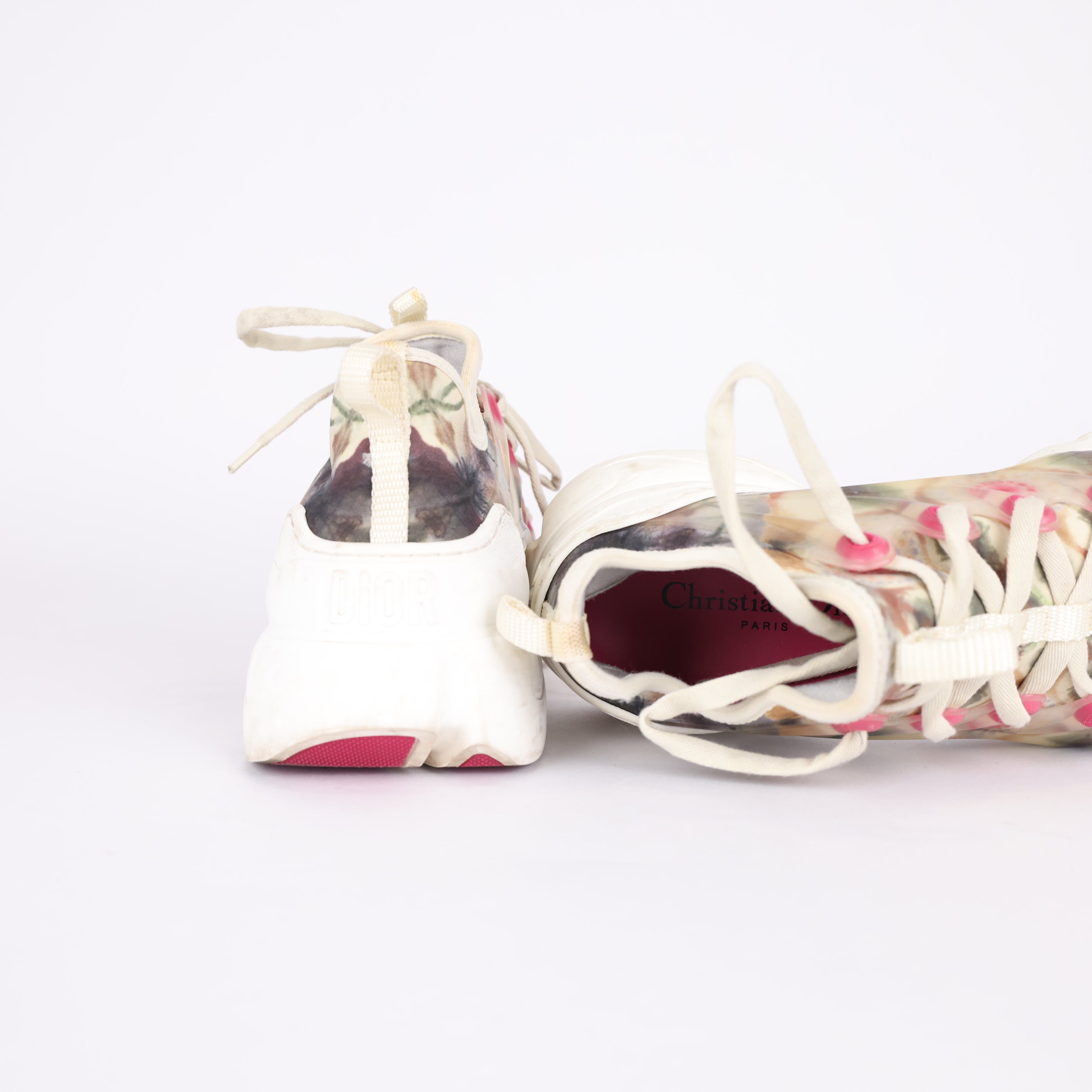 PRE OWNED- Dior White Floral Daddy Sneakers Size EU36.5/ UK3.5