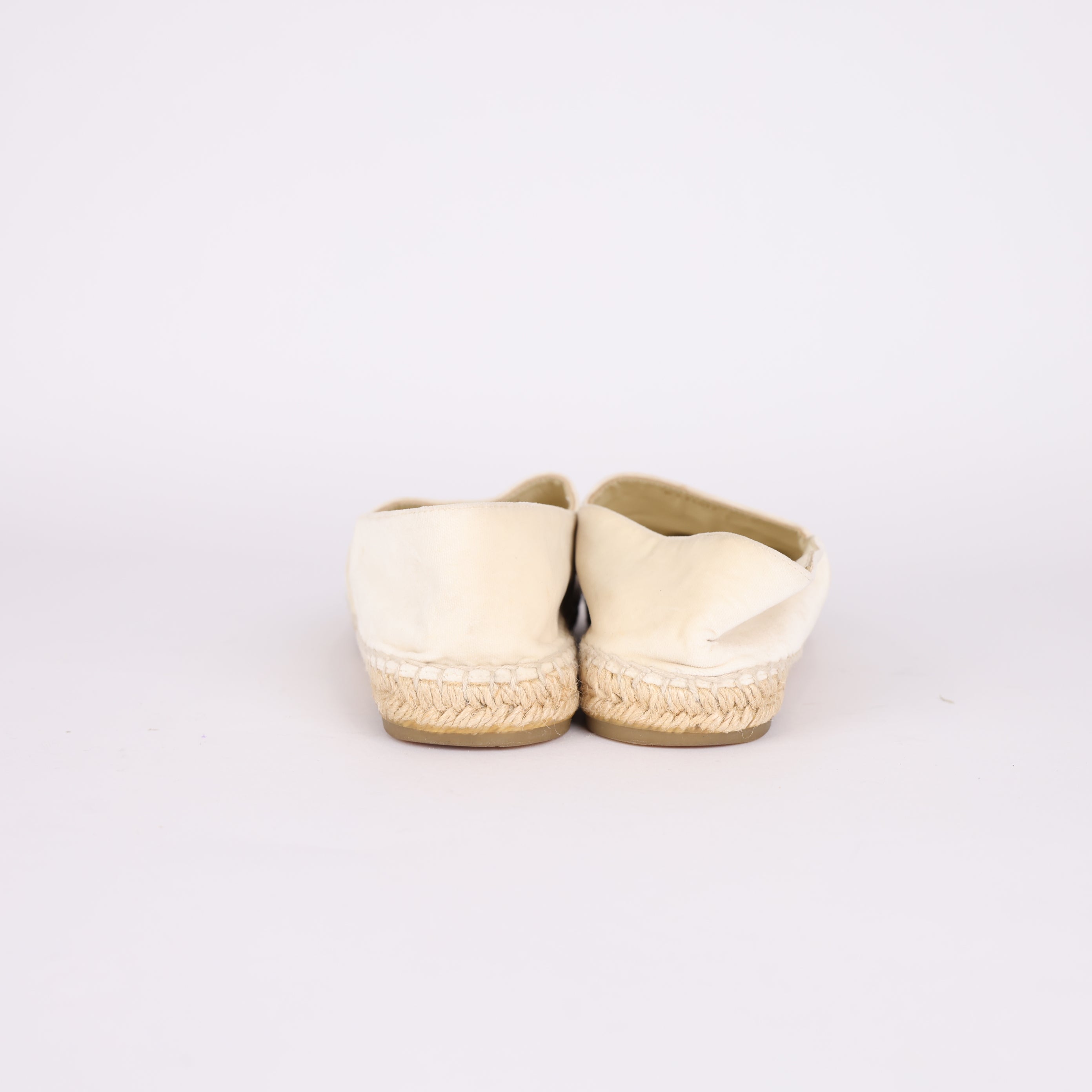PRE OWNED- Chanel Black and White Velvet Bucklers Size EU37/ UK4