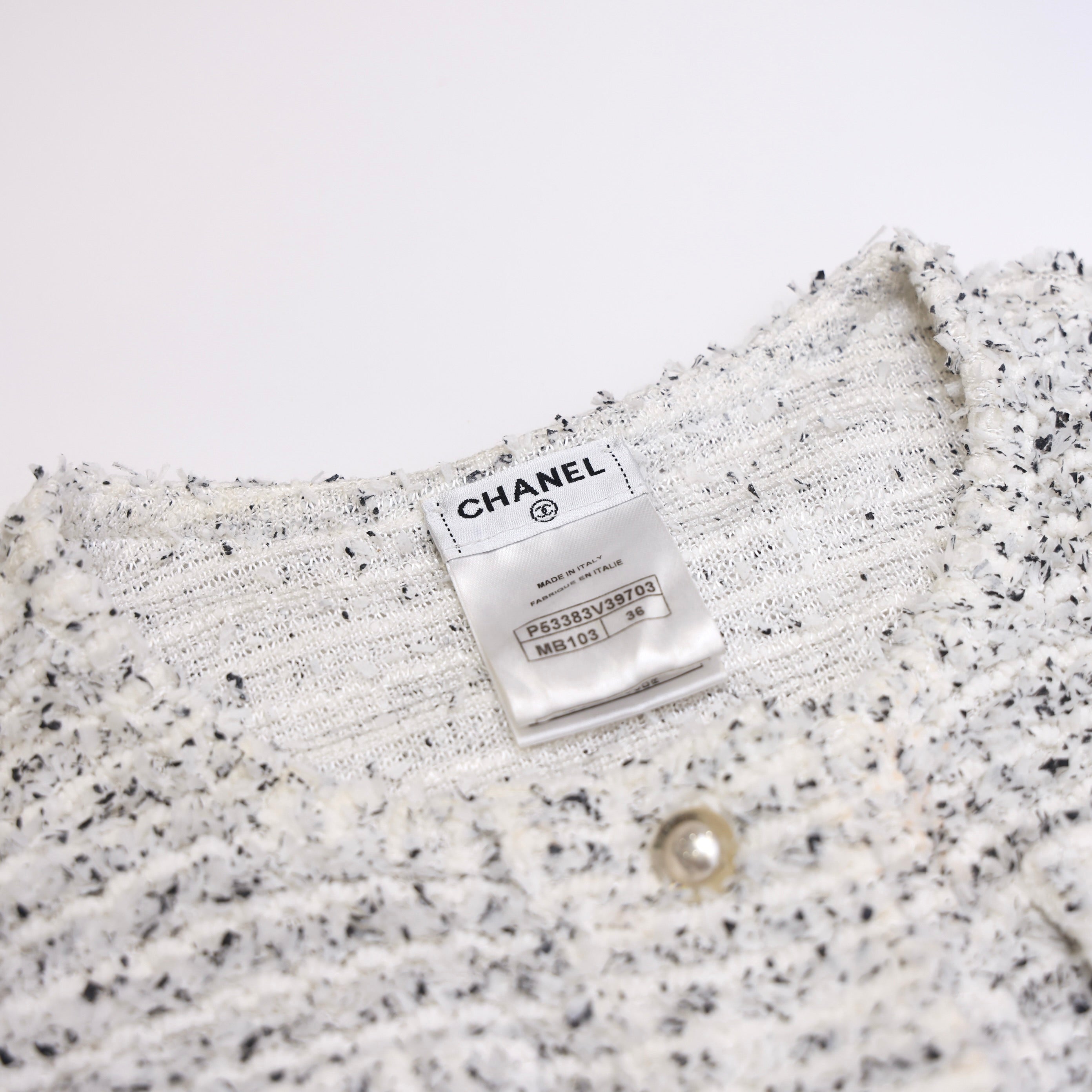 PRE OWNED- CHANEL Braided Pearl Button Long Sleeve Size 36