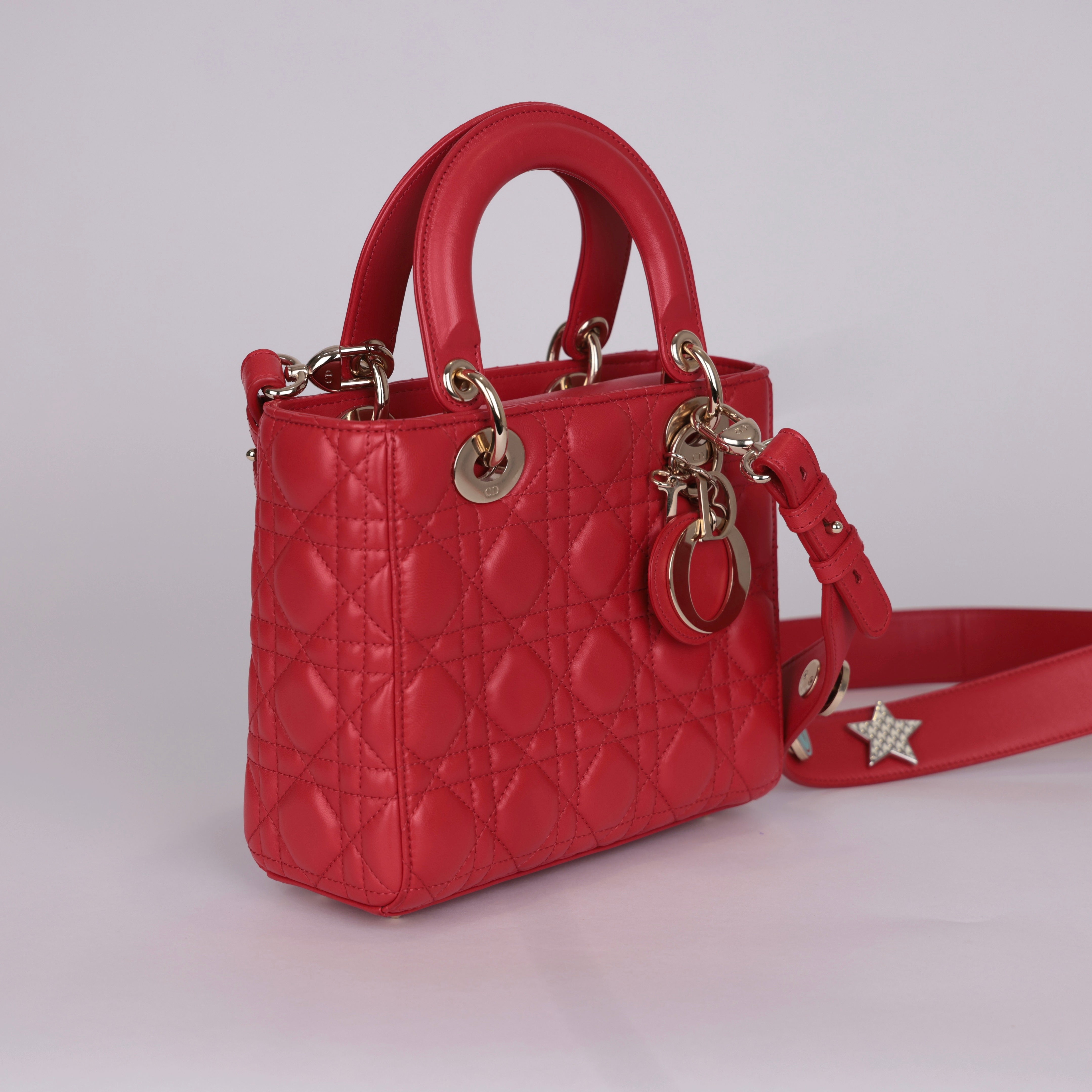 PRE OWNED-Dior 4-grid lady leather handbag