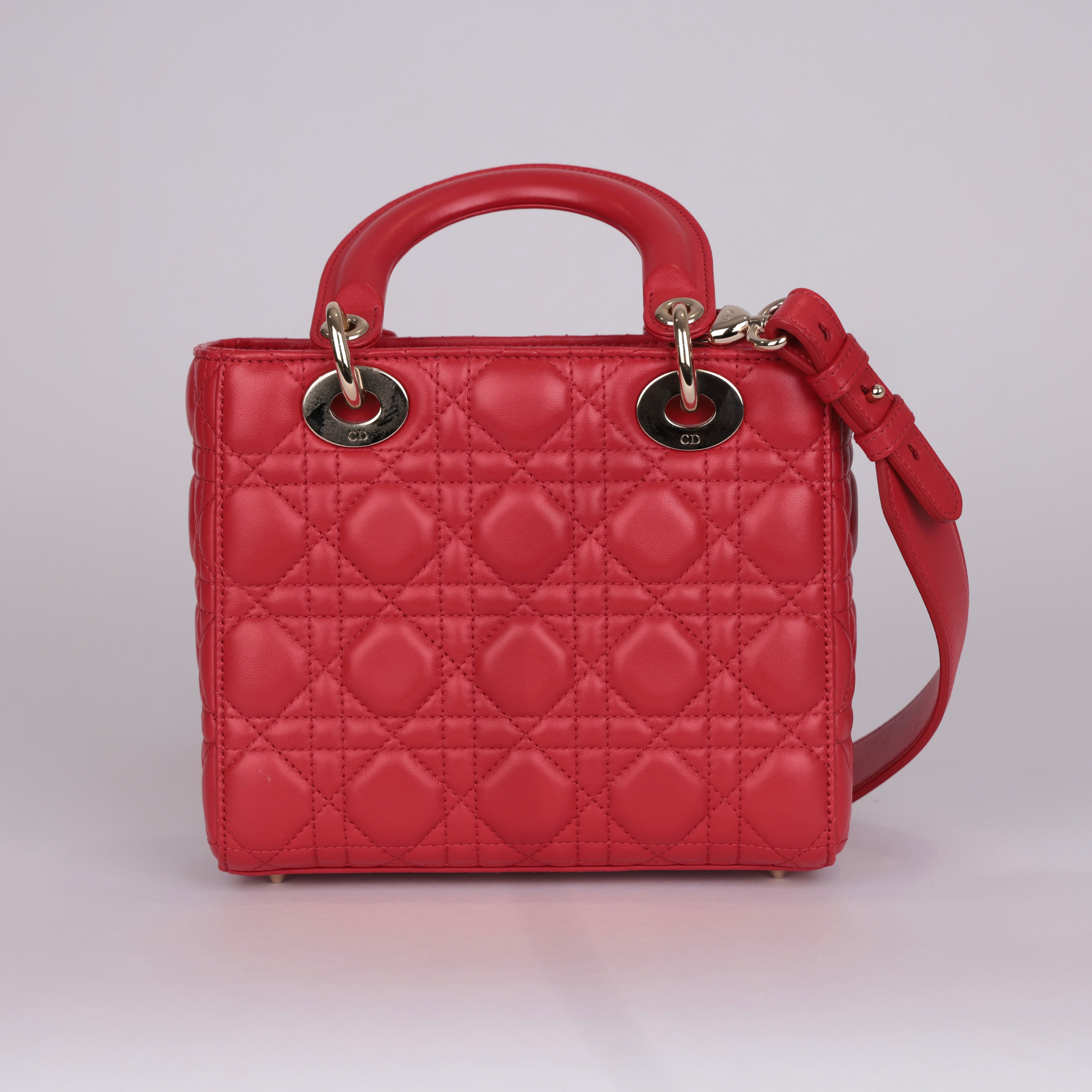 PRE OWNED-Dior 4-grid lady leather handbag