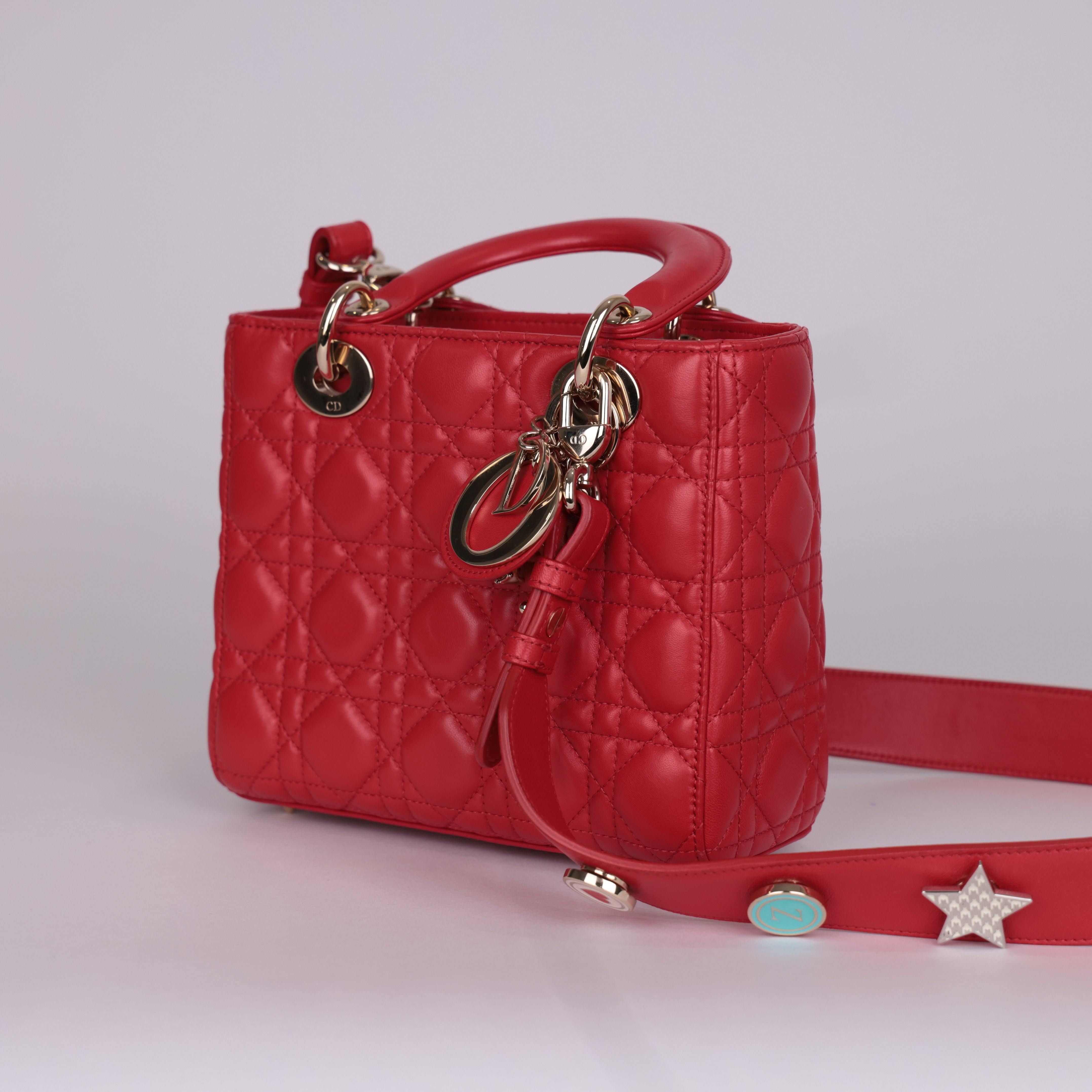 PRE OWNED-Dior 4-grid lady leather handbag