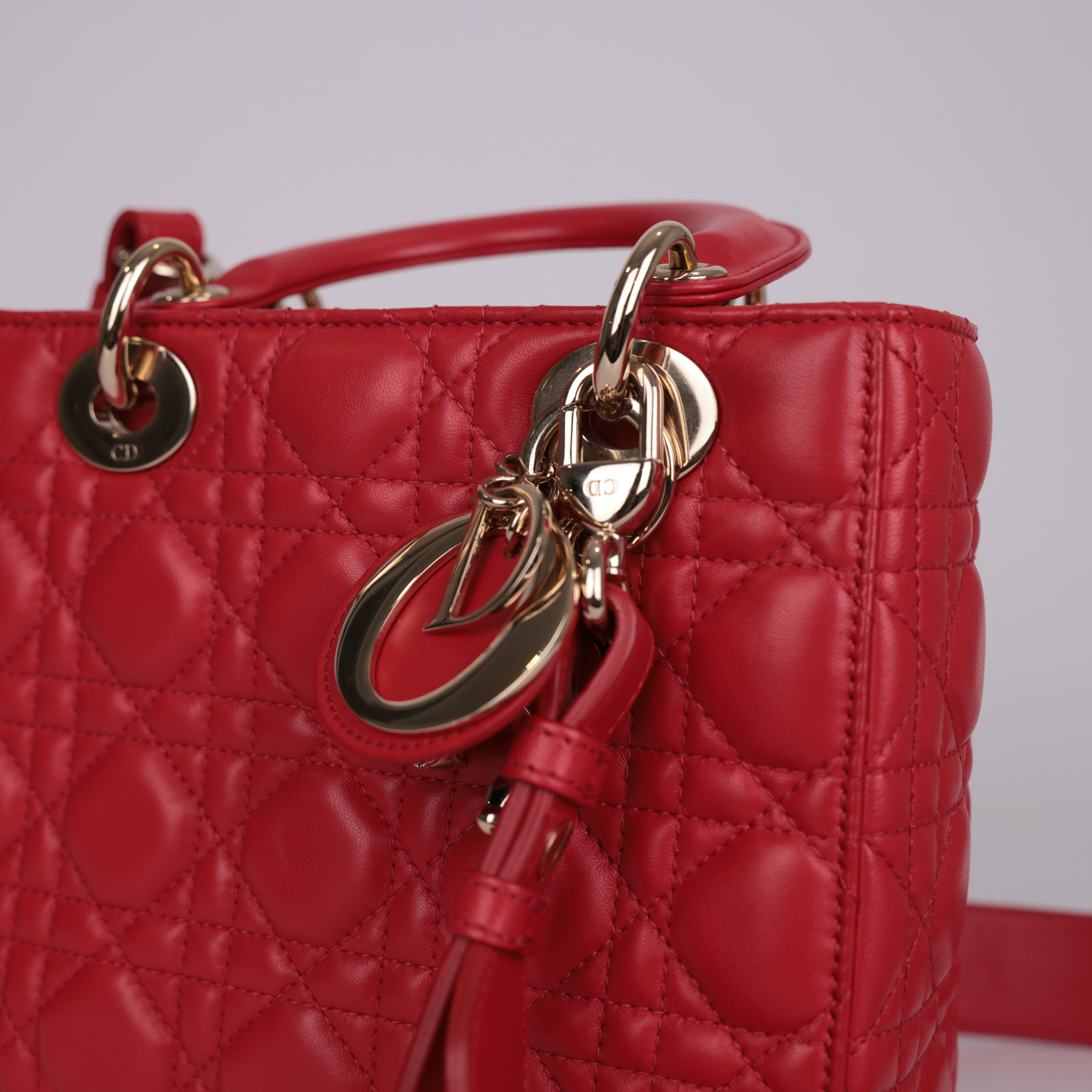 PRE OWNED-Dior 4-grid lady leather handbag
