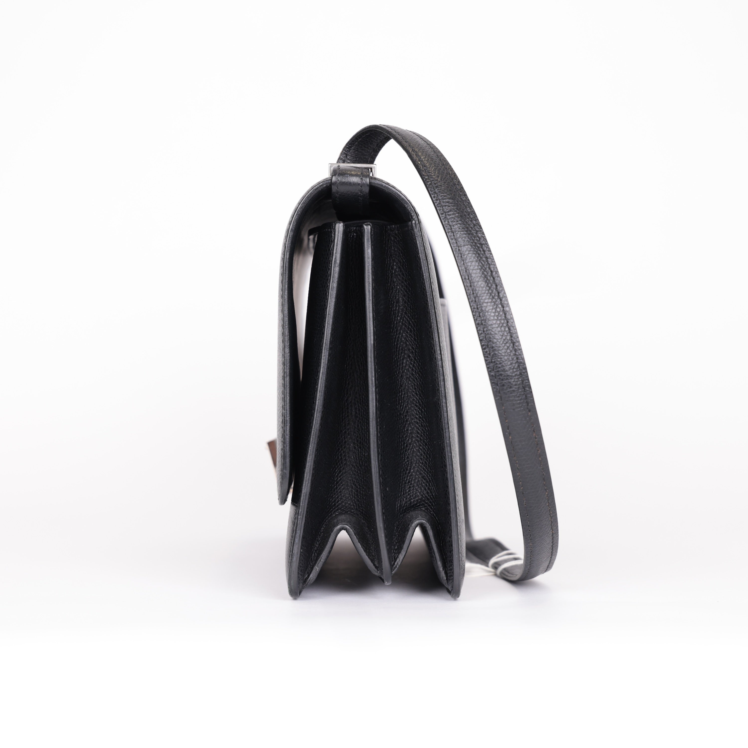 PRE OWNED-Celine Leather Textured Black Case Flap Bag Medium