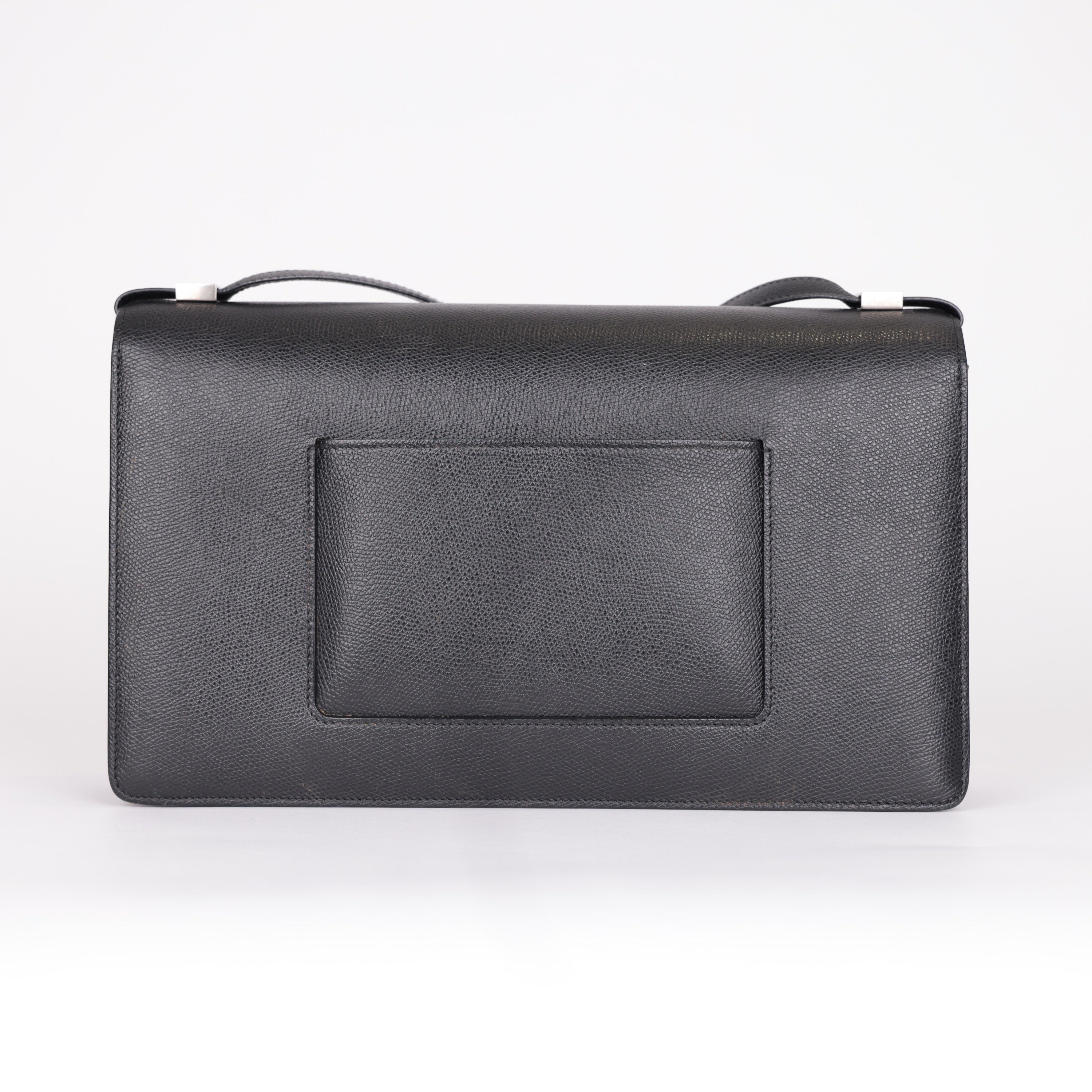 PRE OWNED-Celine Leather Textured Black Case Flap Bag Medium