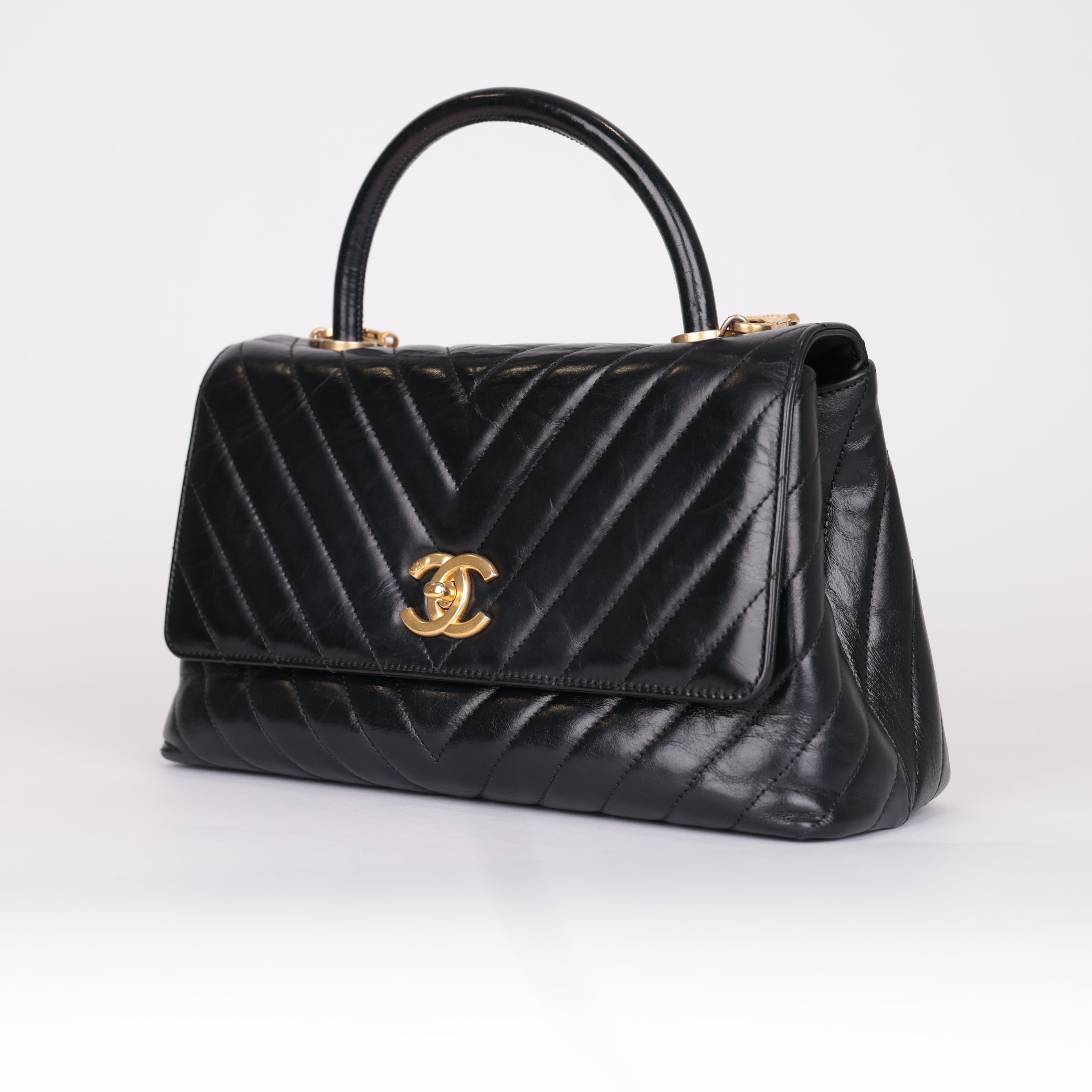 PRE OWNED-Chanel LARGE FLAP BAG WITH TOP HANDLE