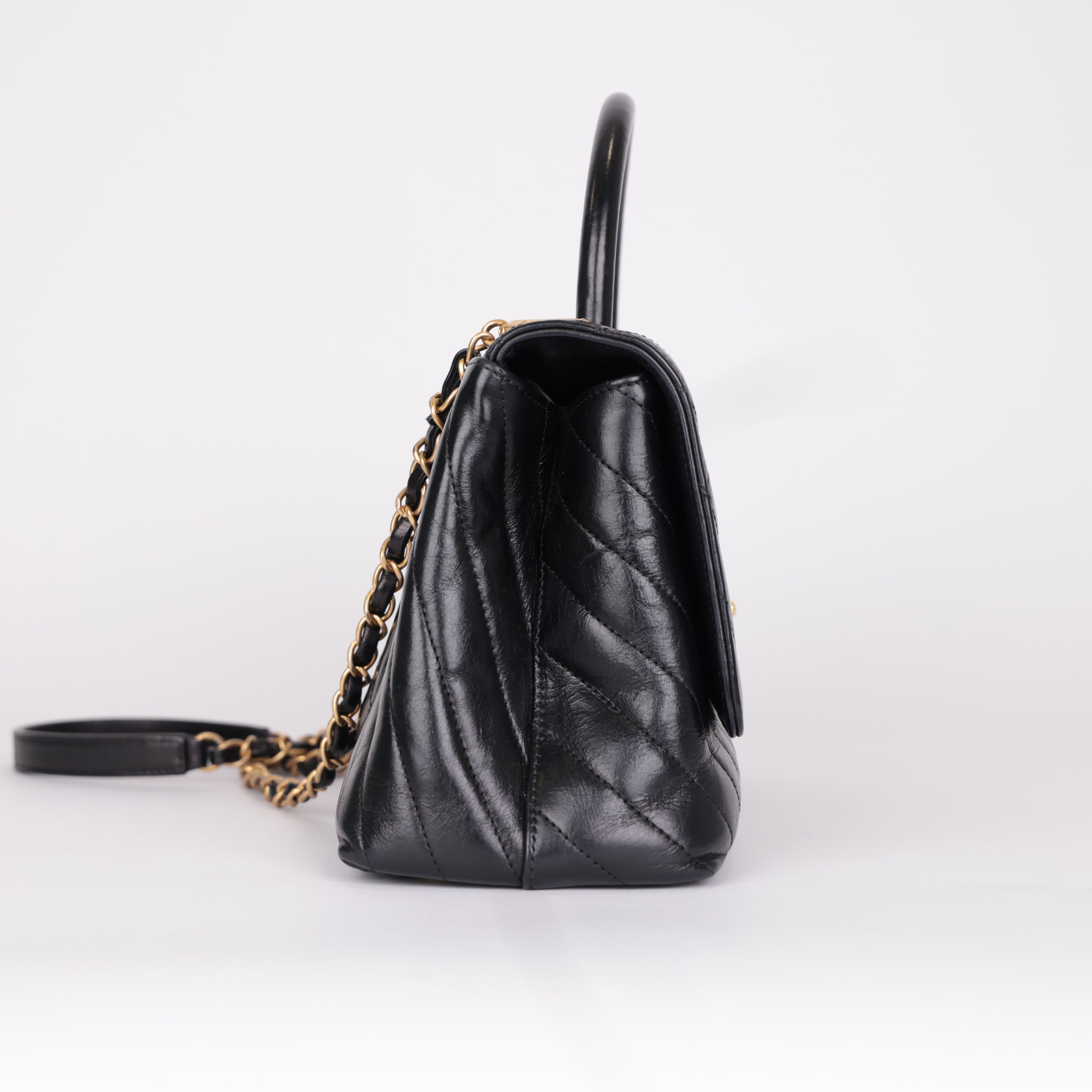 PRE OWNED-Chanel LARGE FLAP BAG WITH TOP HANDLE