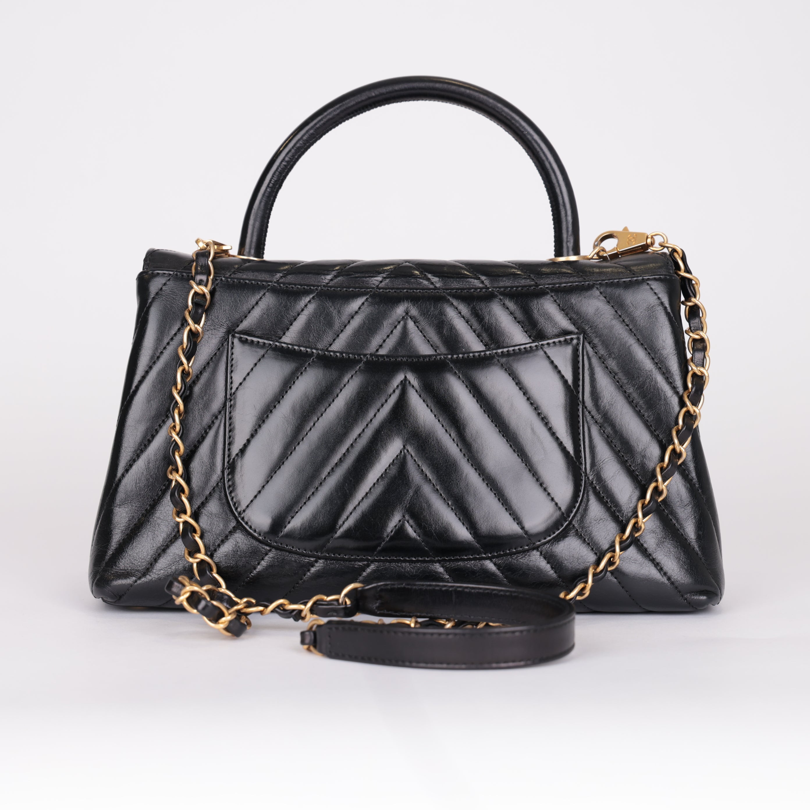 PRE OWNED-Chanel LARGE FLAP BAG WITH TOP HANDLE