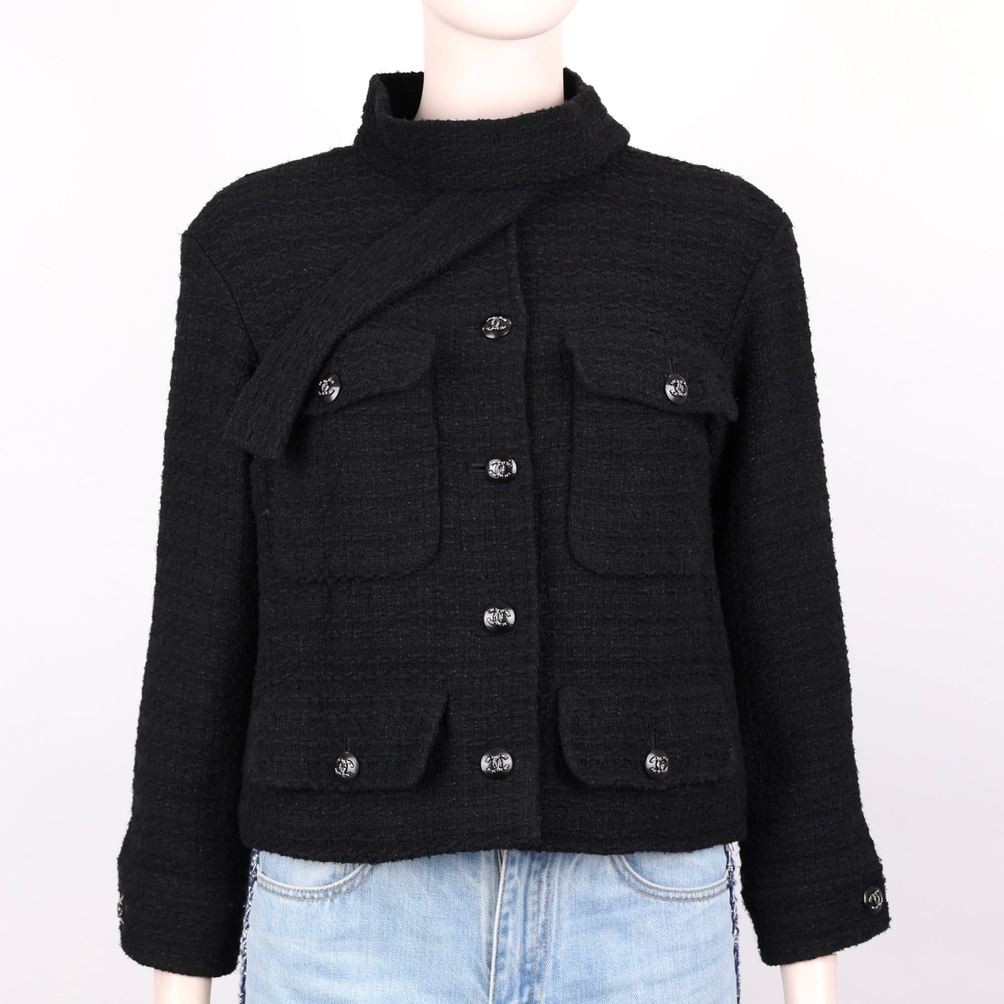 PRE OWNED- Chanel Little Black Jacket Tweed 38