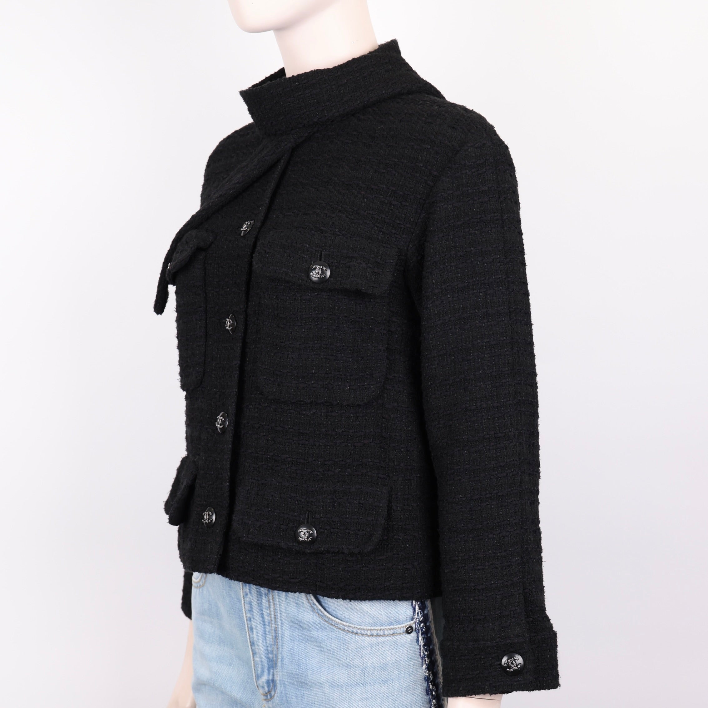 PRE OWNED- Chanel Little Black Jacket Tweed 38