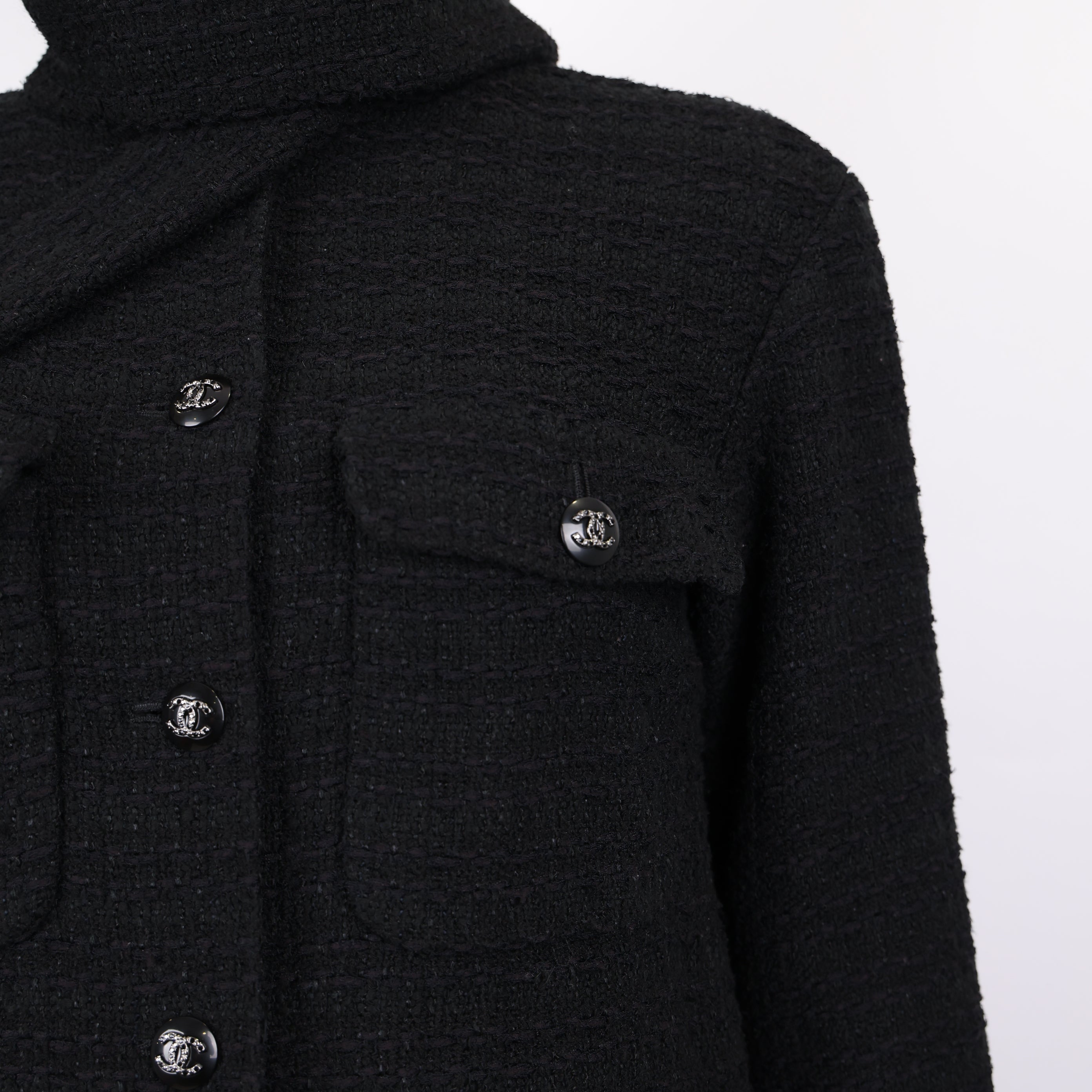 PRE OWNED- Chanel Little Black Jacket Tweed 38