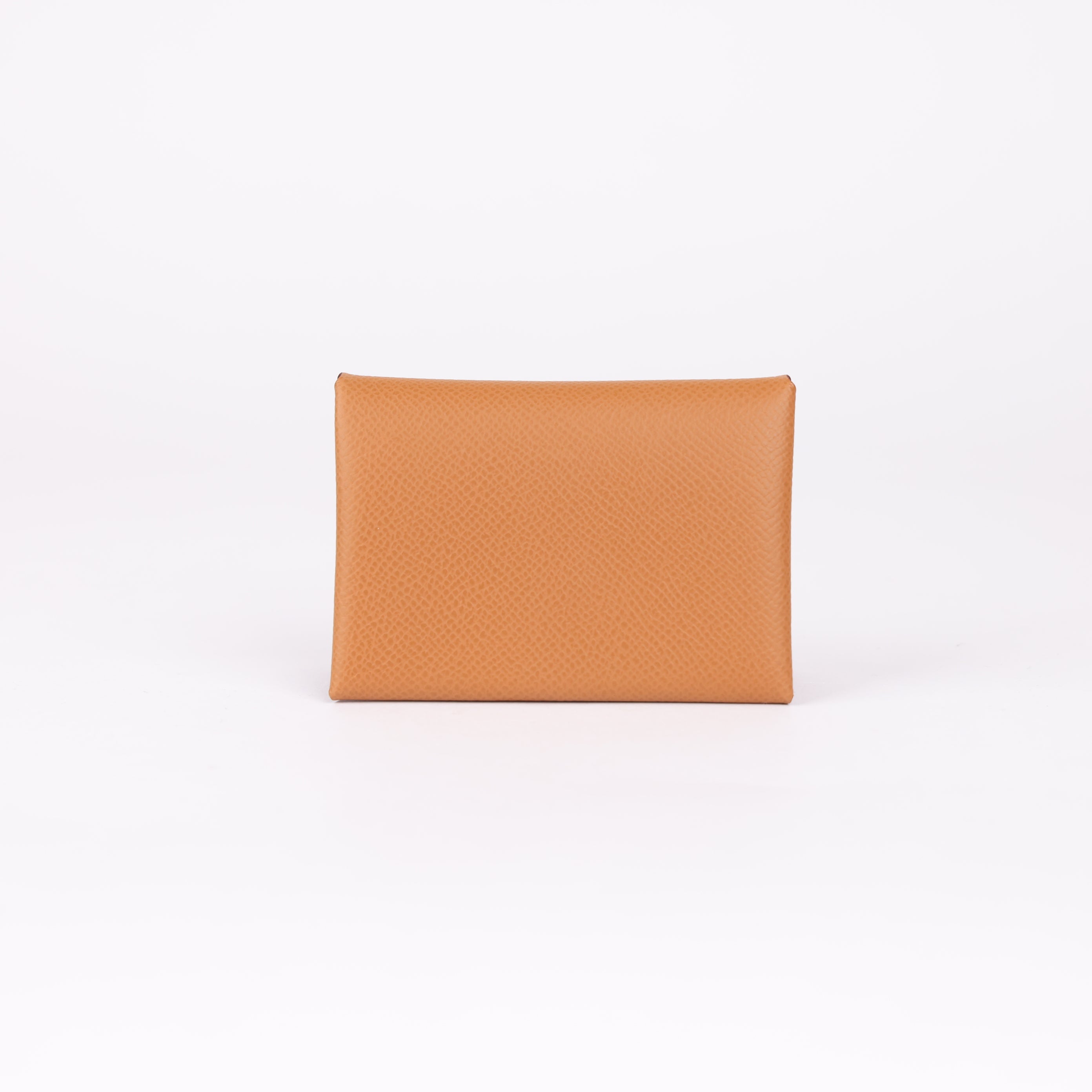PRE OWNED- HERMES Wallet Calvi duo Coin Compartment coin purse Card Case Epsom Brown