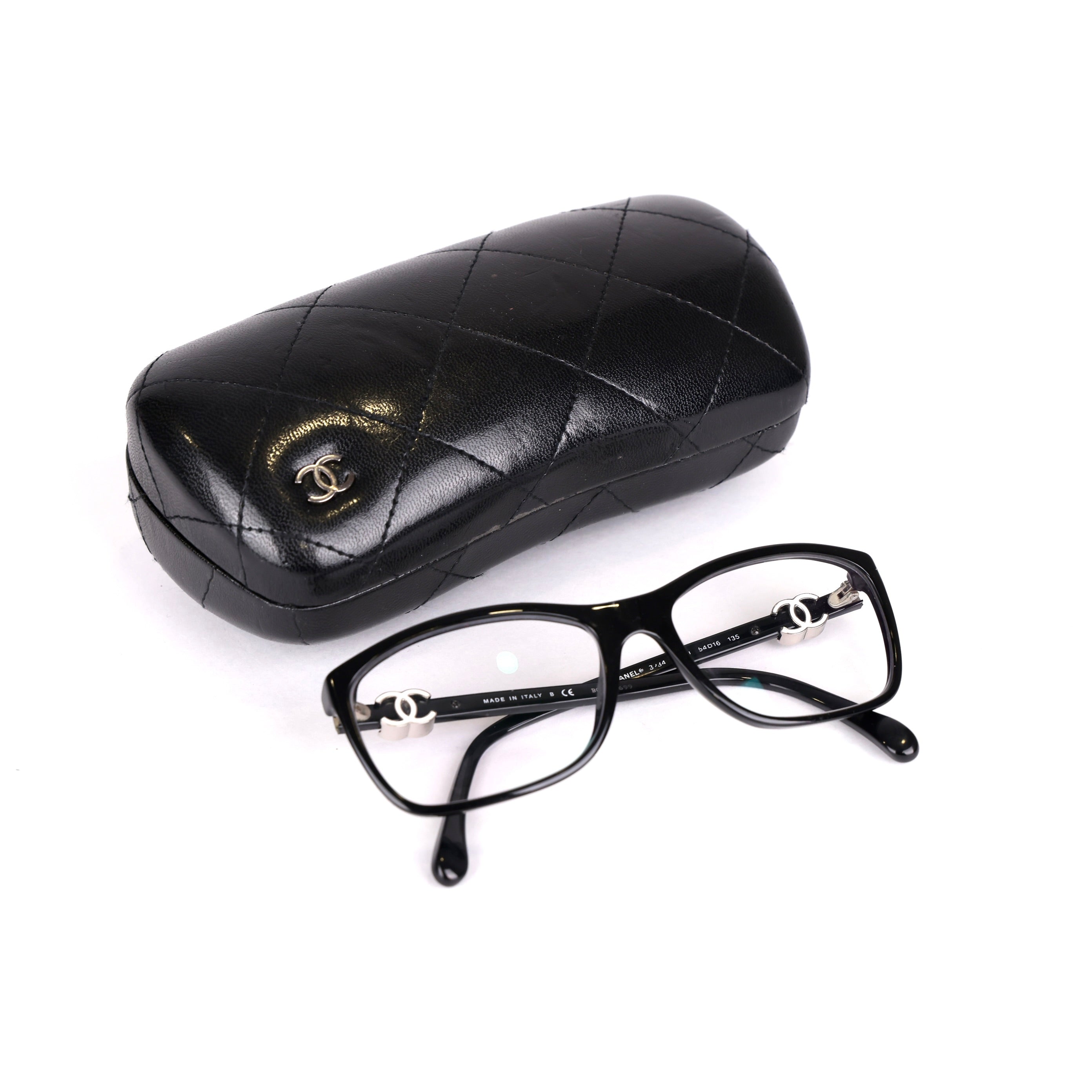 PRE OWNED- CHANEL Black Logo Optical Glasses