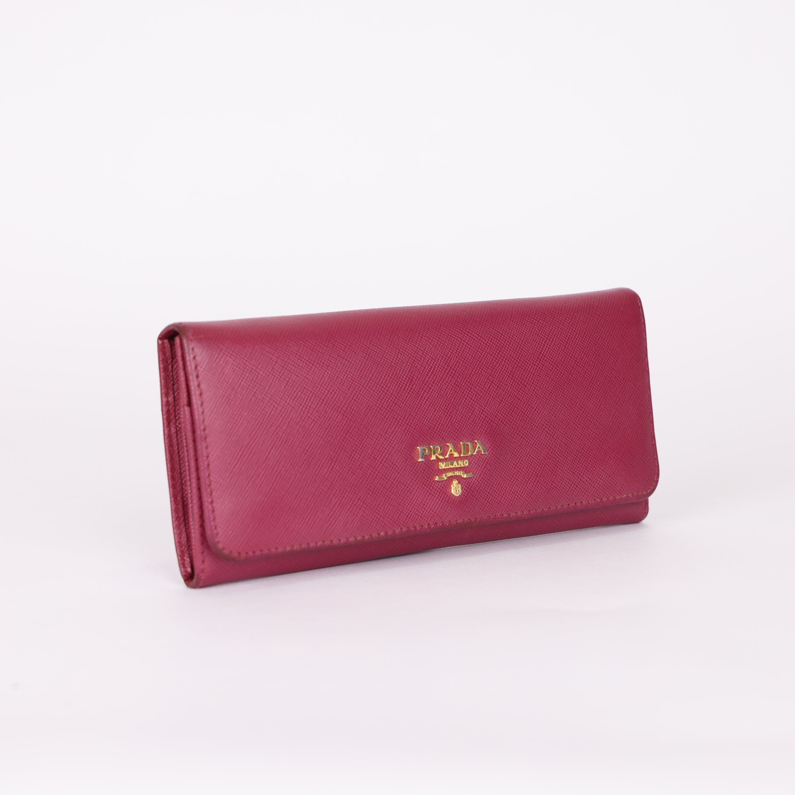 PRE OWNED- Prada Saffiano Metal Peonia Long Wallet