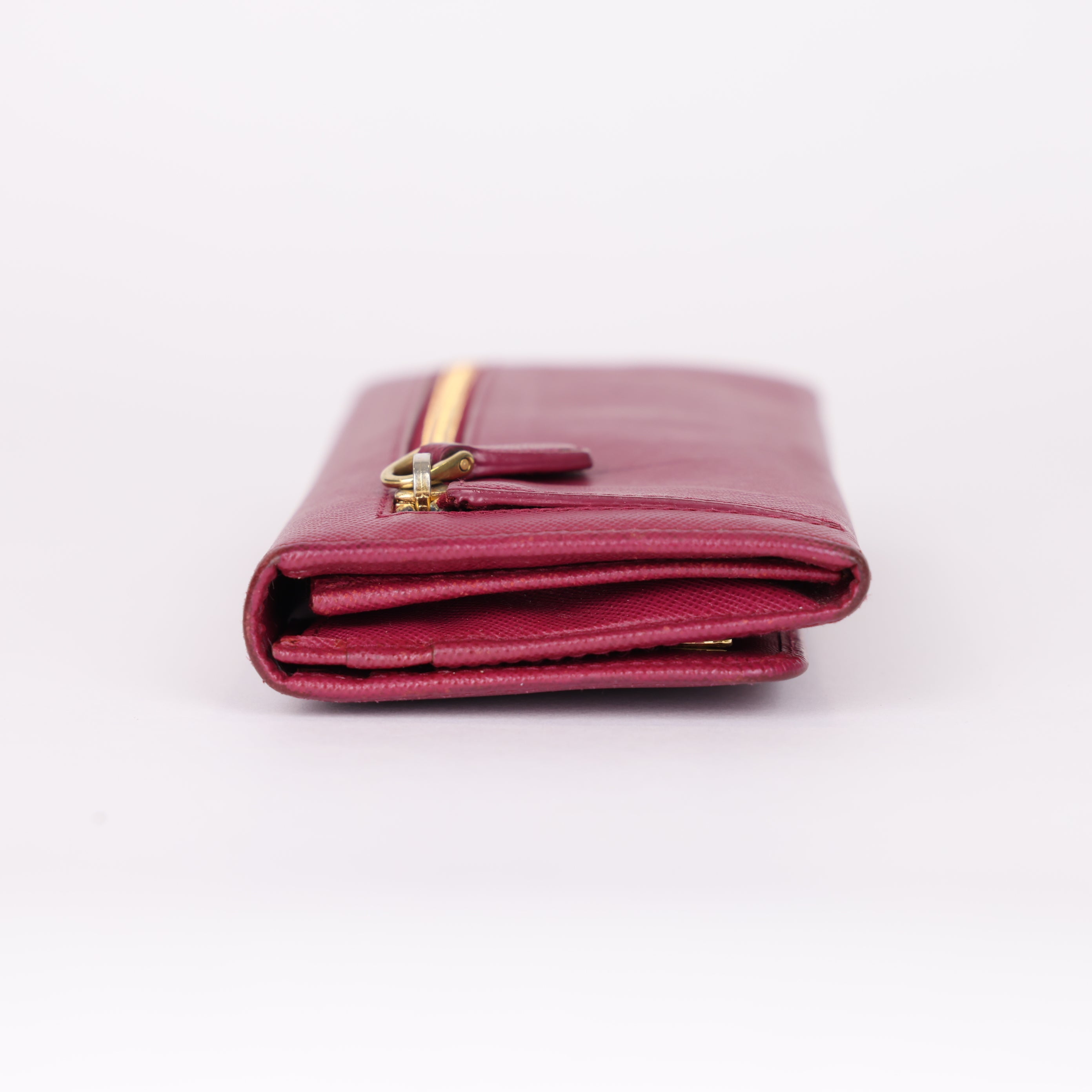 PRE OWNED- Prada Saffiano Metal Peonia Long Wallet