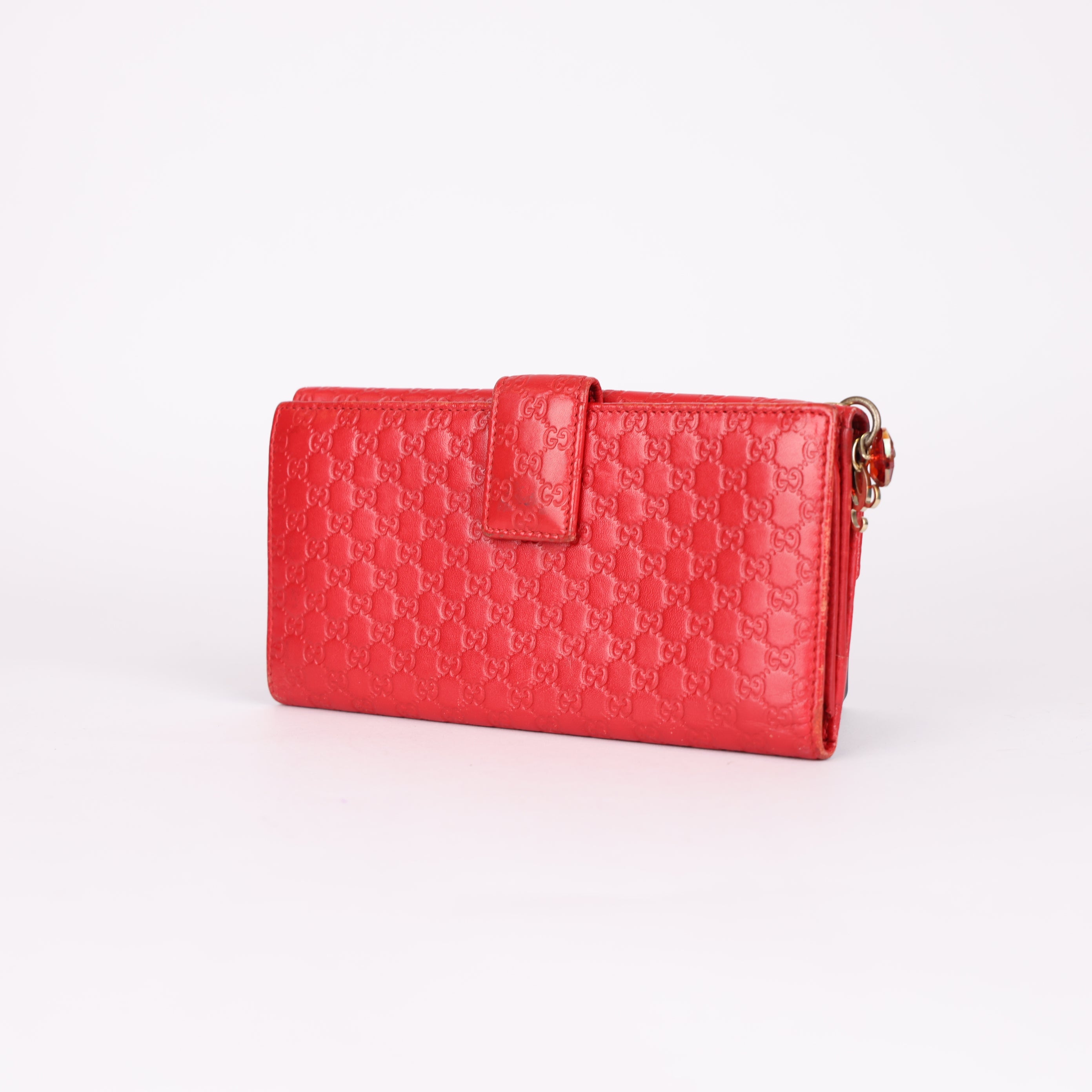 GUCCI Red GG Embossed Leather Wallet- Pre Owned