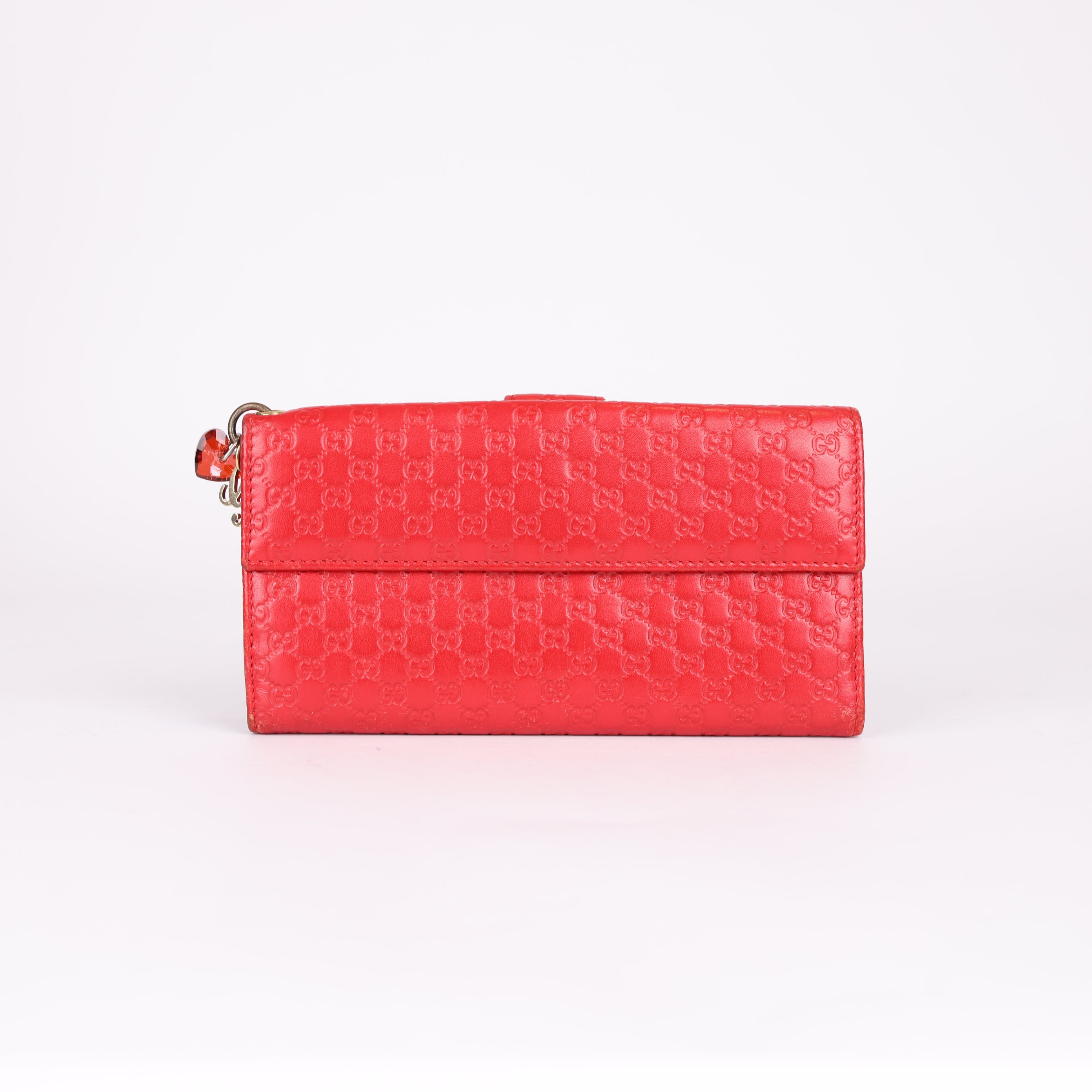 GUCCI Red GG Embossed Leather Wallet- Pre Owned