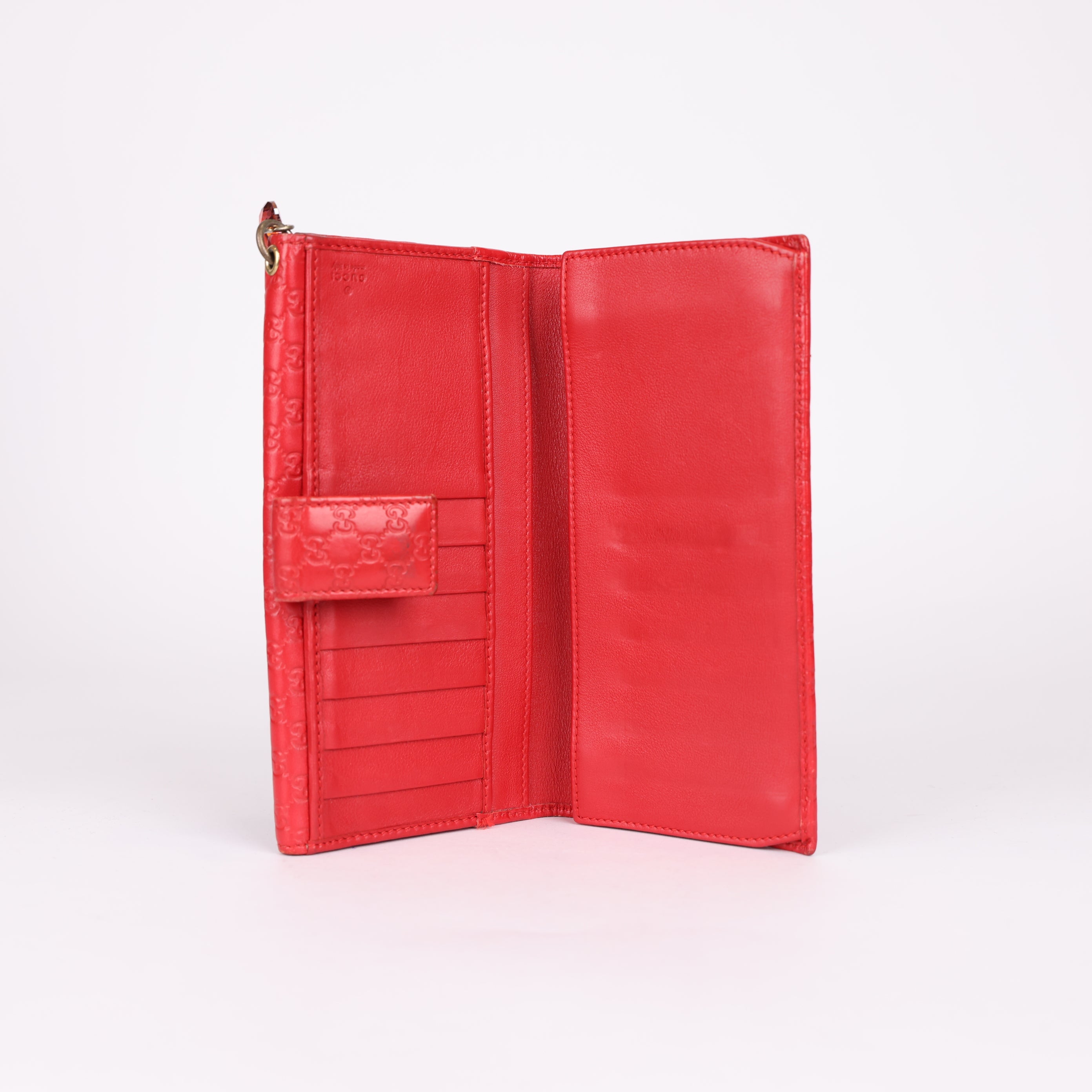 GUCCI Red GG Embossed Leather Wallet- Pre Owned