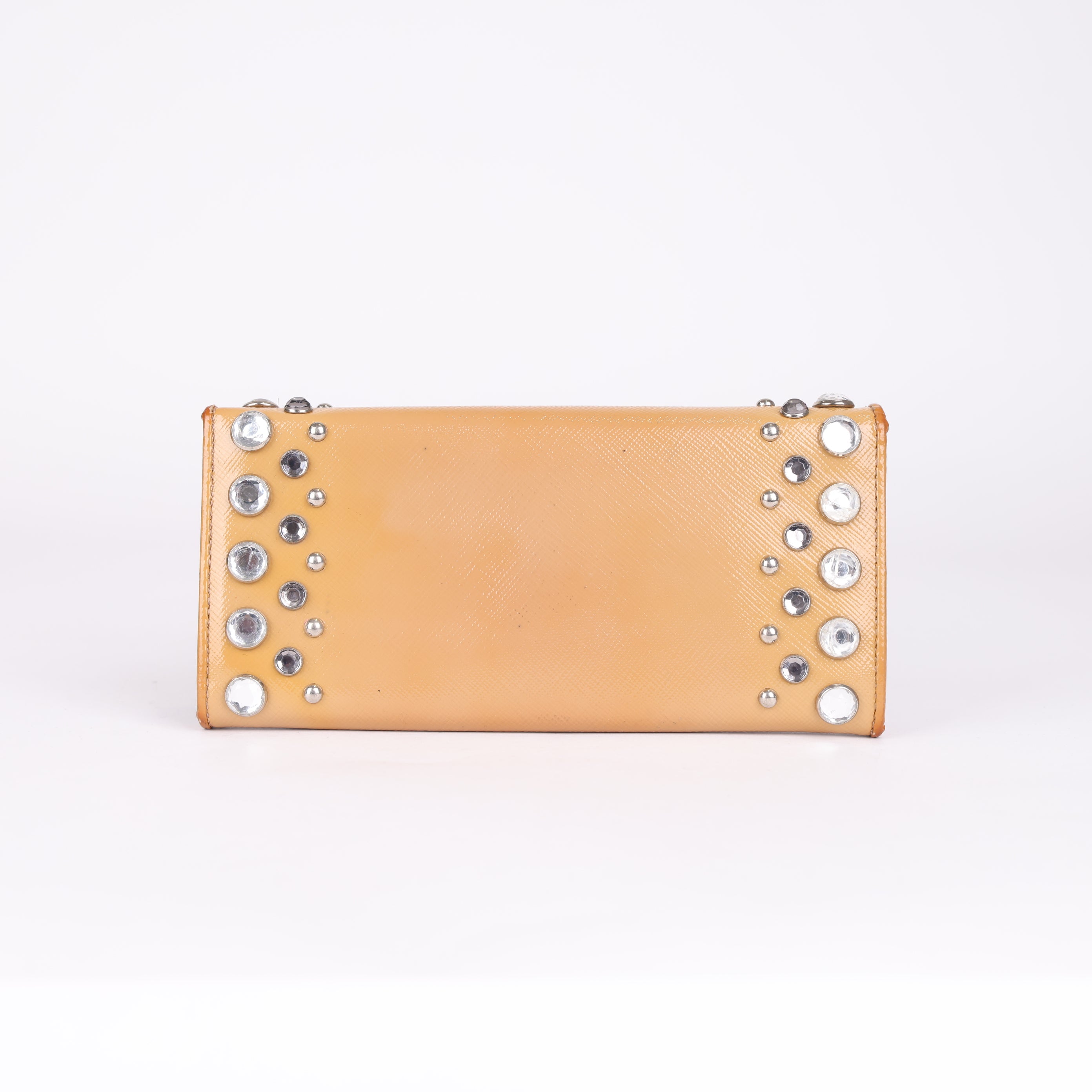 J0708W22124 PRADA Crystal-Embellished Wallet with Metal Logo- Pre Owned