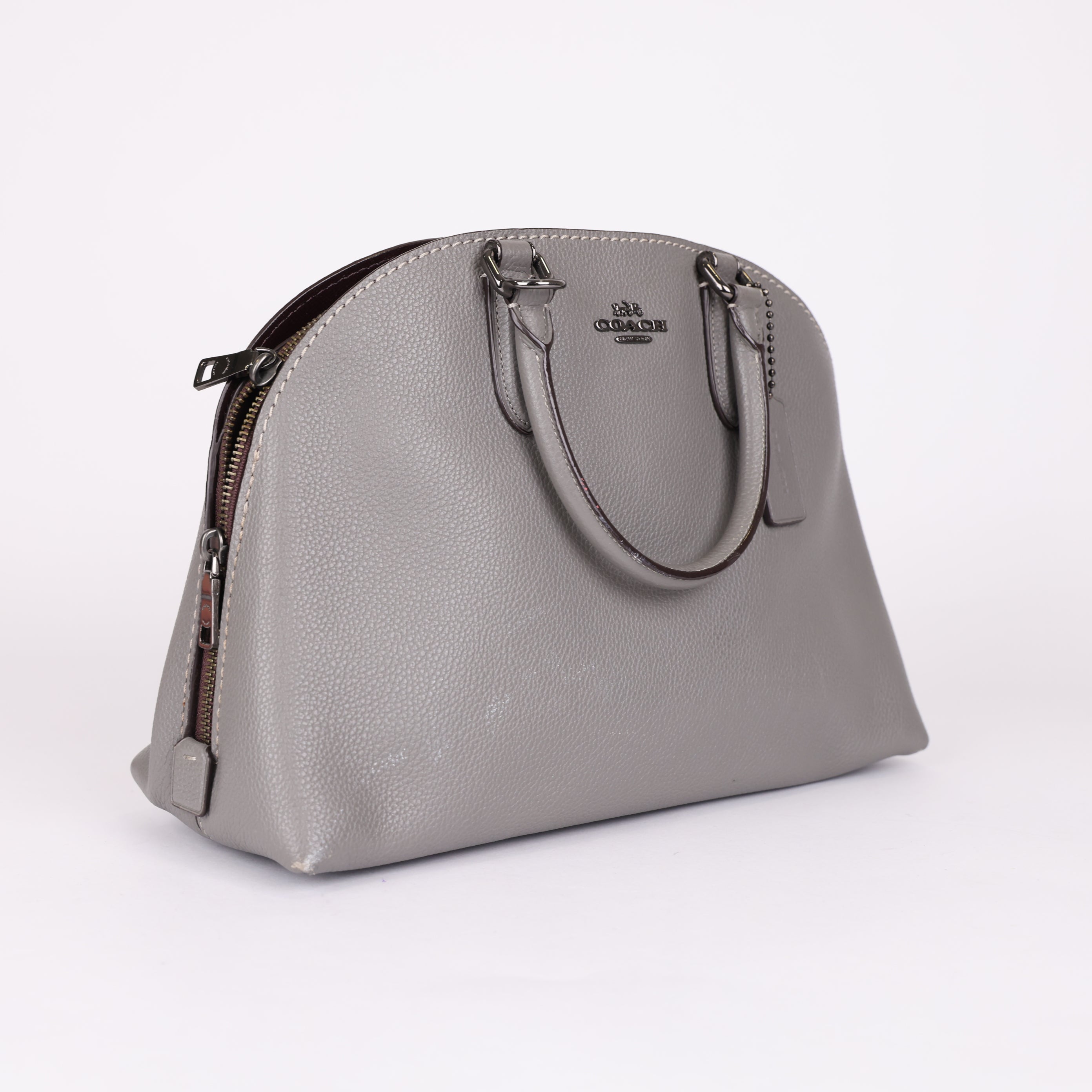 PRE OWNED- COACH Gray Signature Logo Top Handle Bag