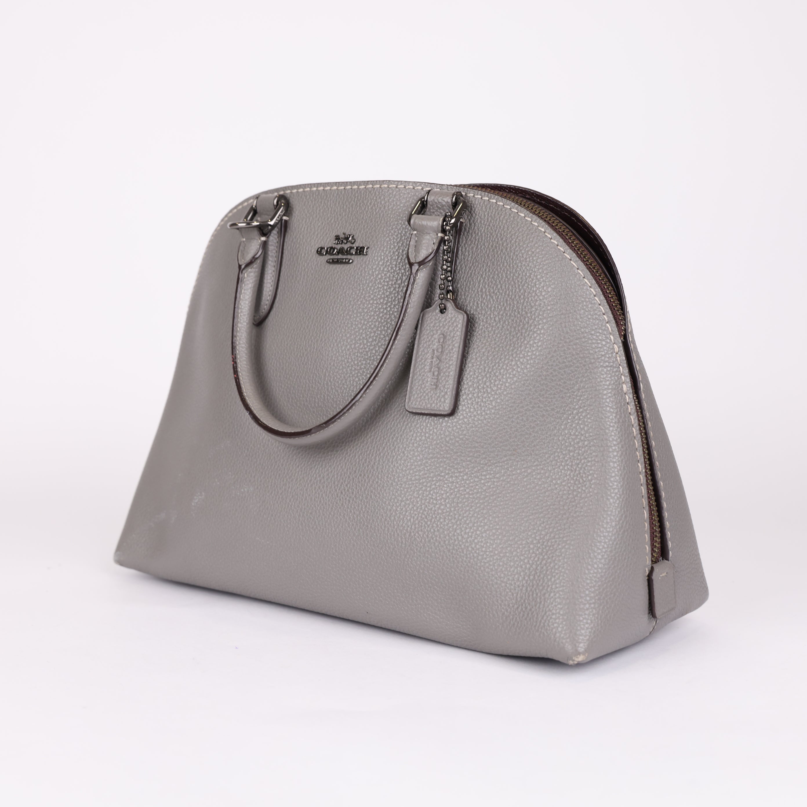 PRE OWNED- COACH Gray Signature Logo Top Handle Bag