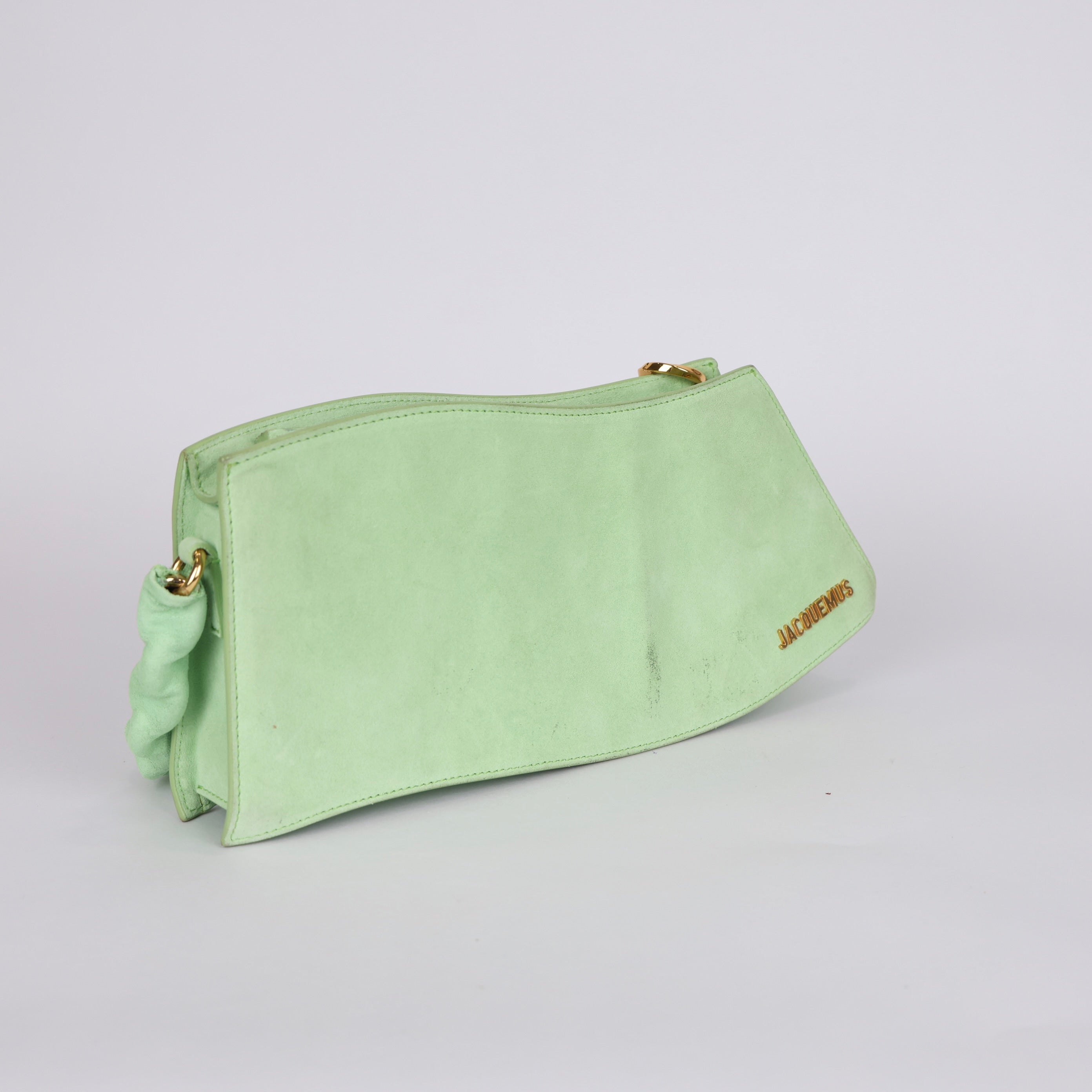 PRE OWNED- JACQUEMUS suede green shoulder bag J570B91023