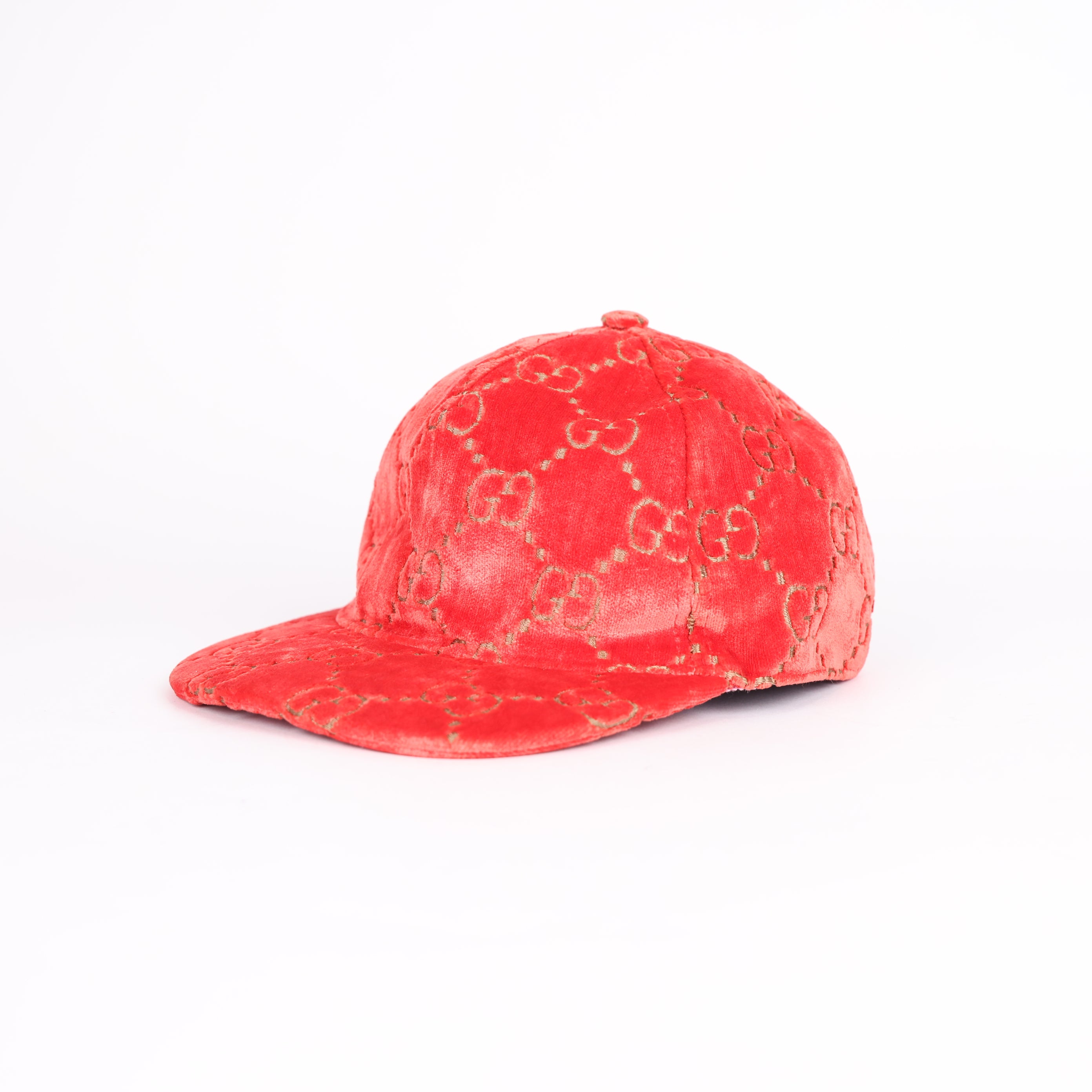 GUCCI Red Velvet GG Embossed Baseball Cap- Pre Owned