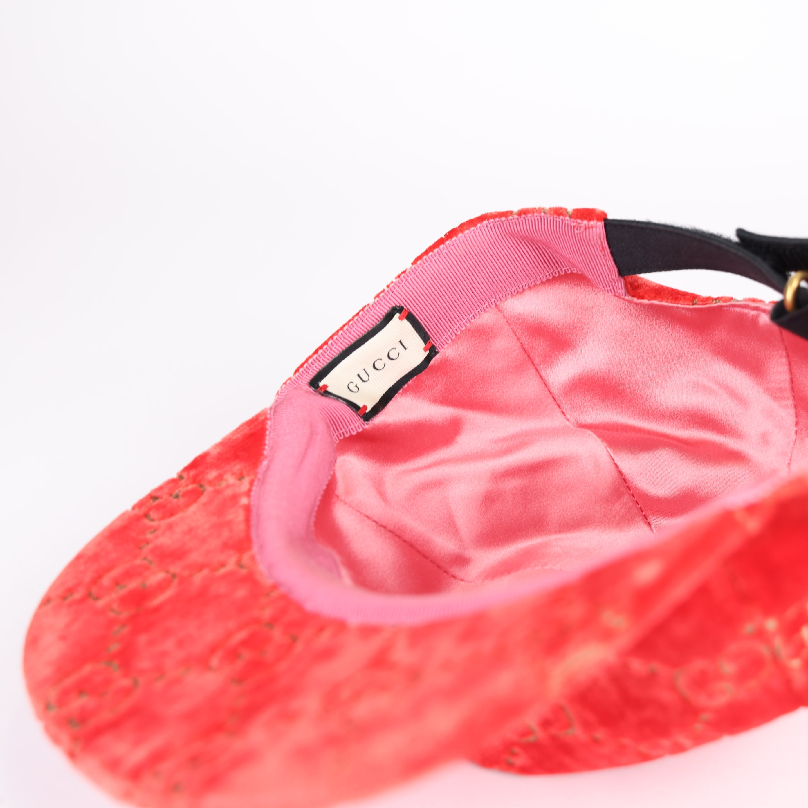 GUCCI Red Velvet GG Embossed Baseball Cap- Pre Owned