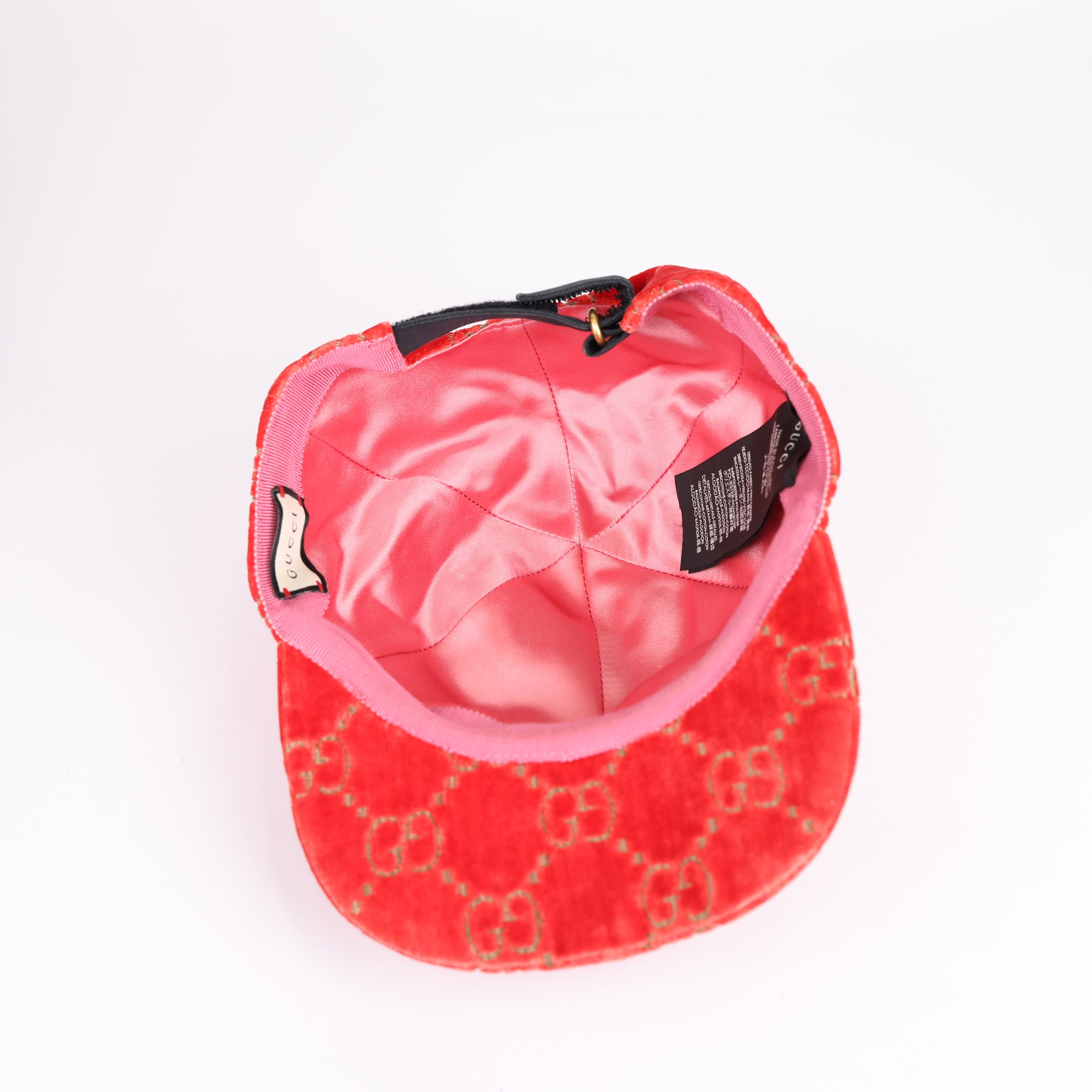 GUCCI Red Velvet GG Embossed Baseball Cap- Pre Owned