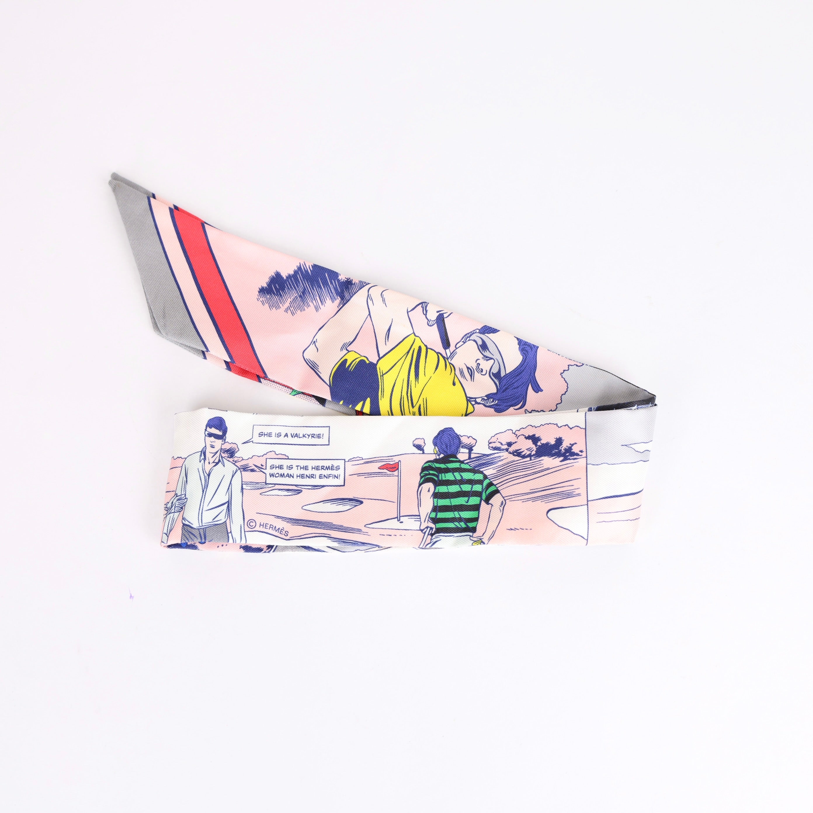 Hermès Grey Comics Print Silk Scarf- Pre Owned