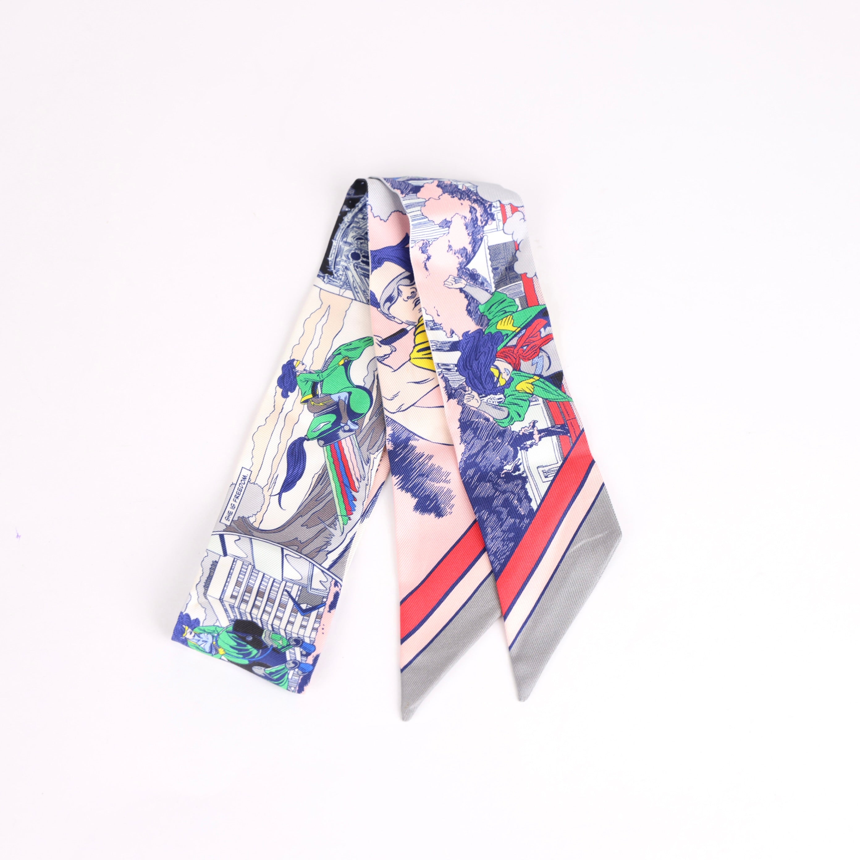 Hermès Grey Comics Print Silk Scarf- Pre Owned