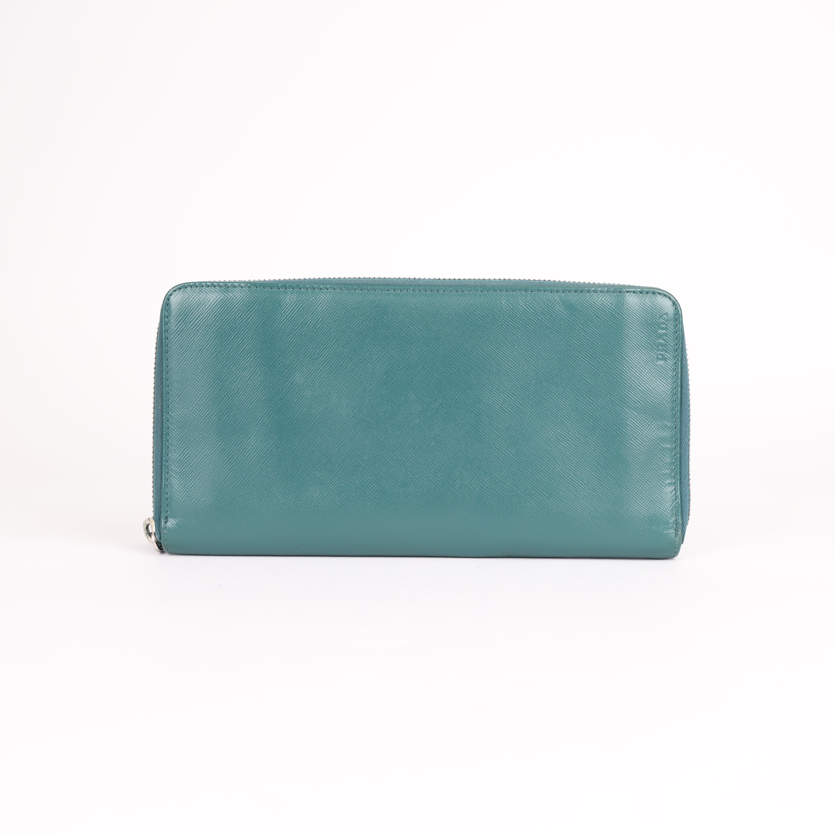 PRADA Green Leather Zip-Around Long Wallet- Pre Owned
