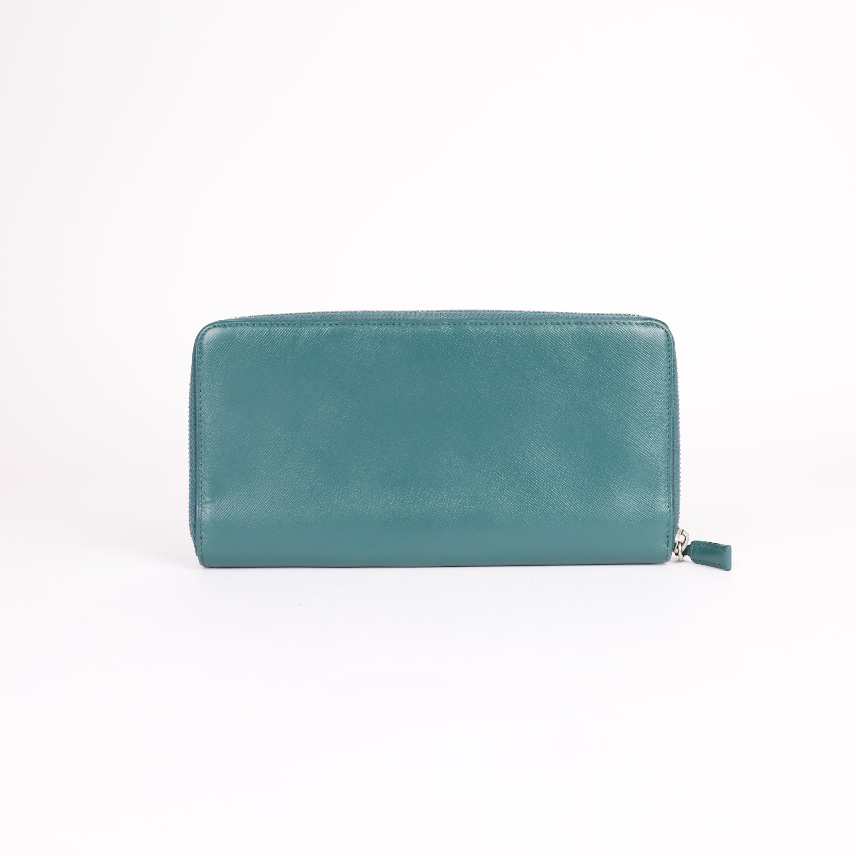 PRADA Green Leather Zip-Around Long Wallet- Pre Owned