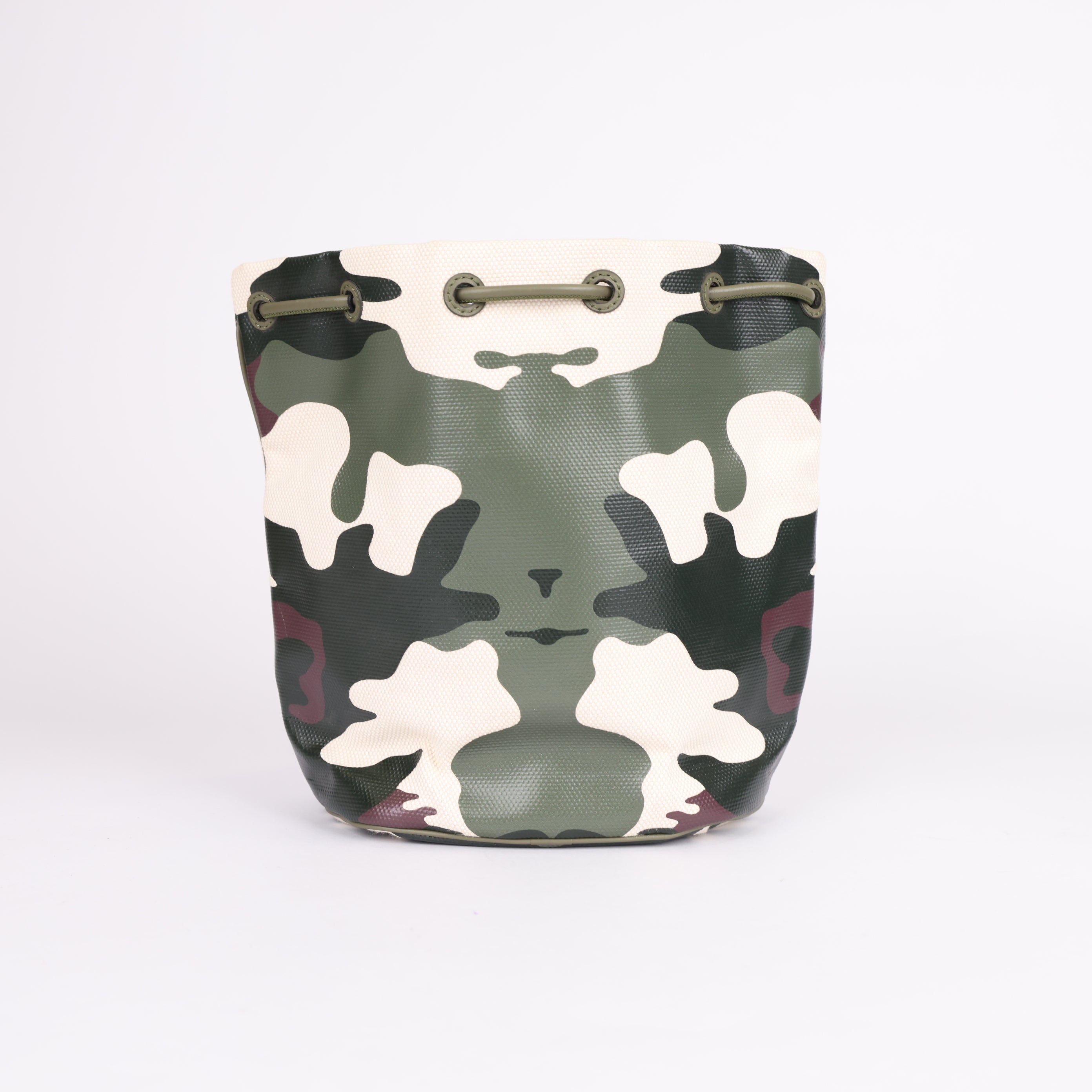 PRE OWNED-Burberry All-Over Camouflage Print Drawstring Tote Bag