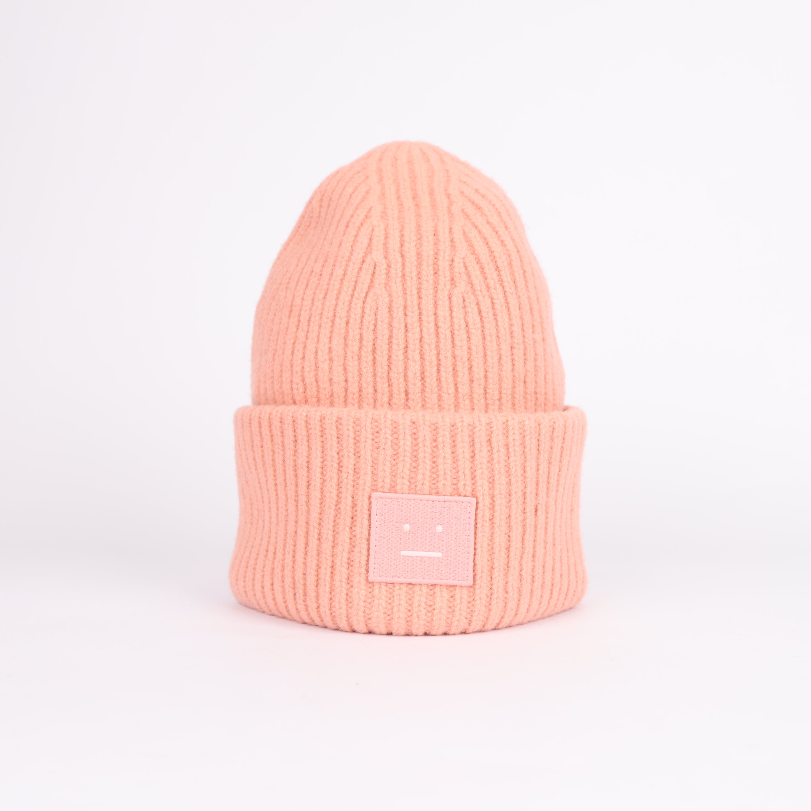 Acne Studios Pink Face Logo Knit Beanie- Pre Owned