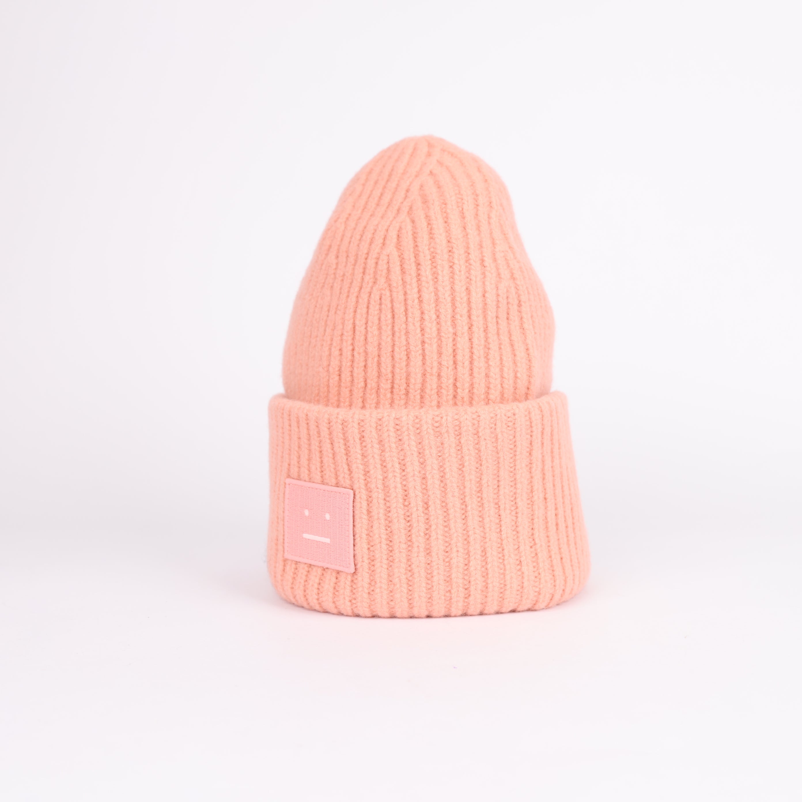 Acne Studios Pink Face Logo Knit Beanie- Pre Owned